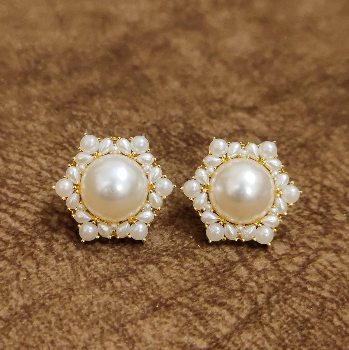 Classic Pearl Floral Stud Earrings Designer Artificial Jewellery by Sanvi Jewels