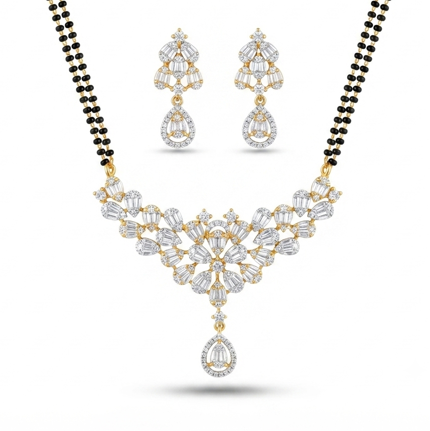 American Diamond Mangalsutra Set – Design Preview – Sanvi Jewels