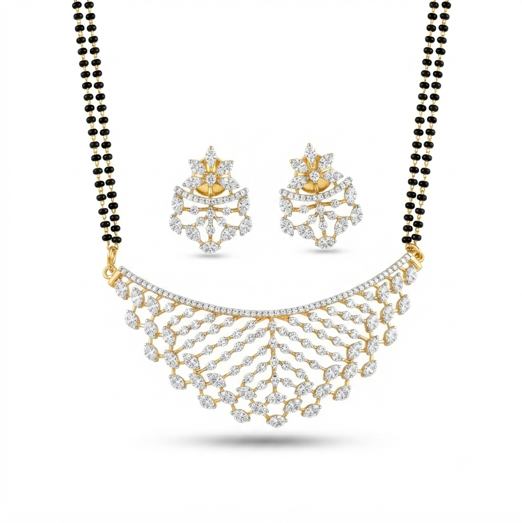 American Diamond Mangalsutra Set – Design Preview – Sanvi Jewels