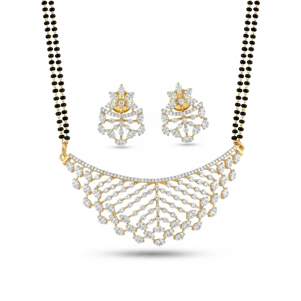 American Diamond Mangalsutra Set – Design Preview – Sanvi Jewels