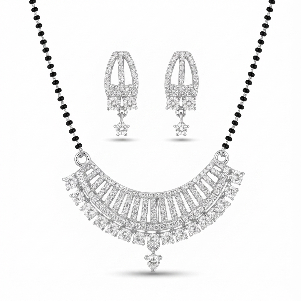 GOLD PLATED CZ STUDDED FINE MANGALSUTRA