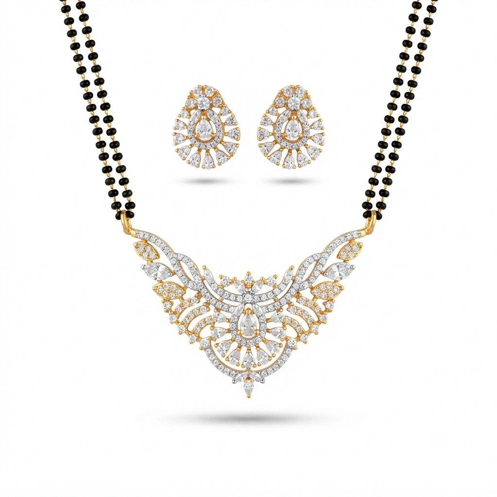 American Diamond Mangalsutra Set – Design Preview – Sanvi Jewels