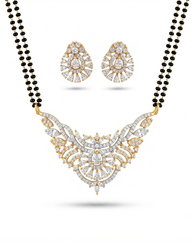 American Diamond Mangalsutra Set – Design Preview – Sanvi Jewels