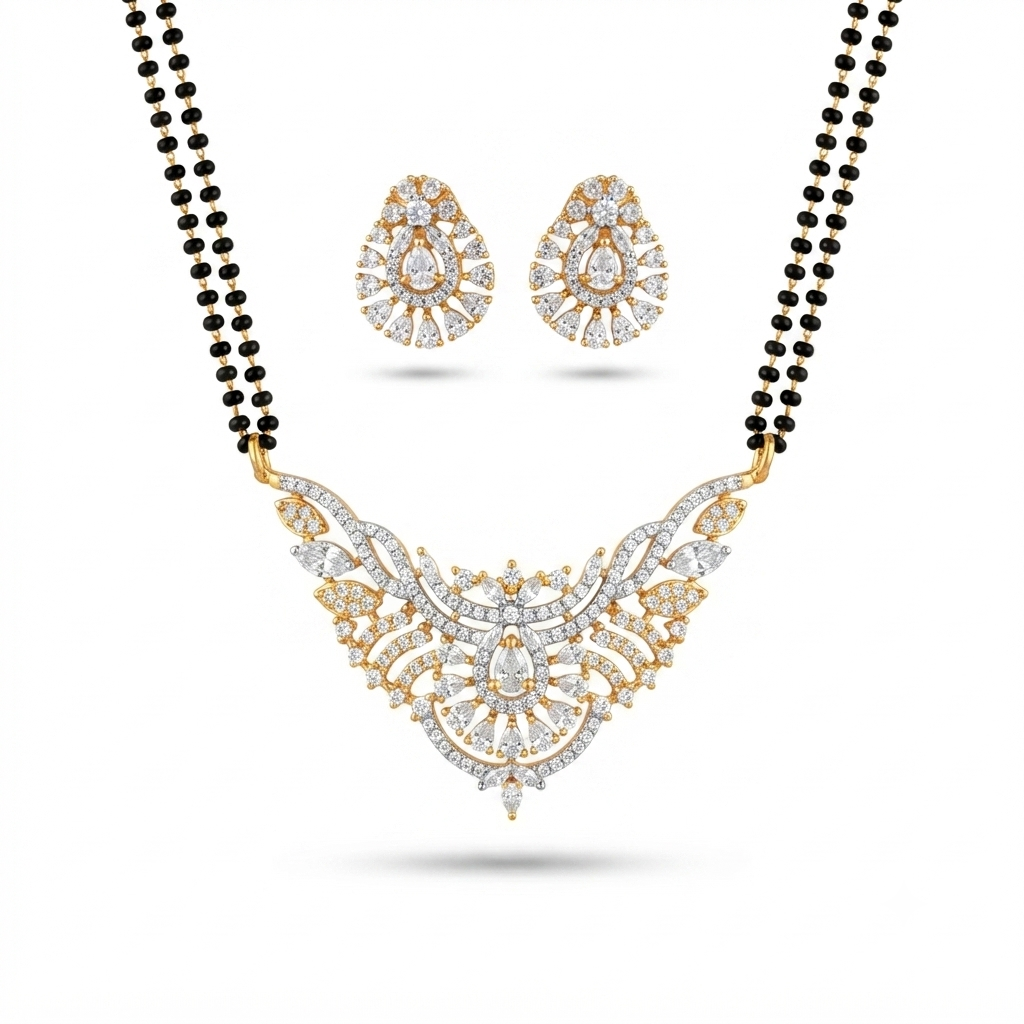 American Diamond Mangalsutra Set – Design Preview – Sanvi Jewels