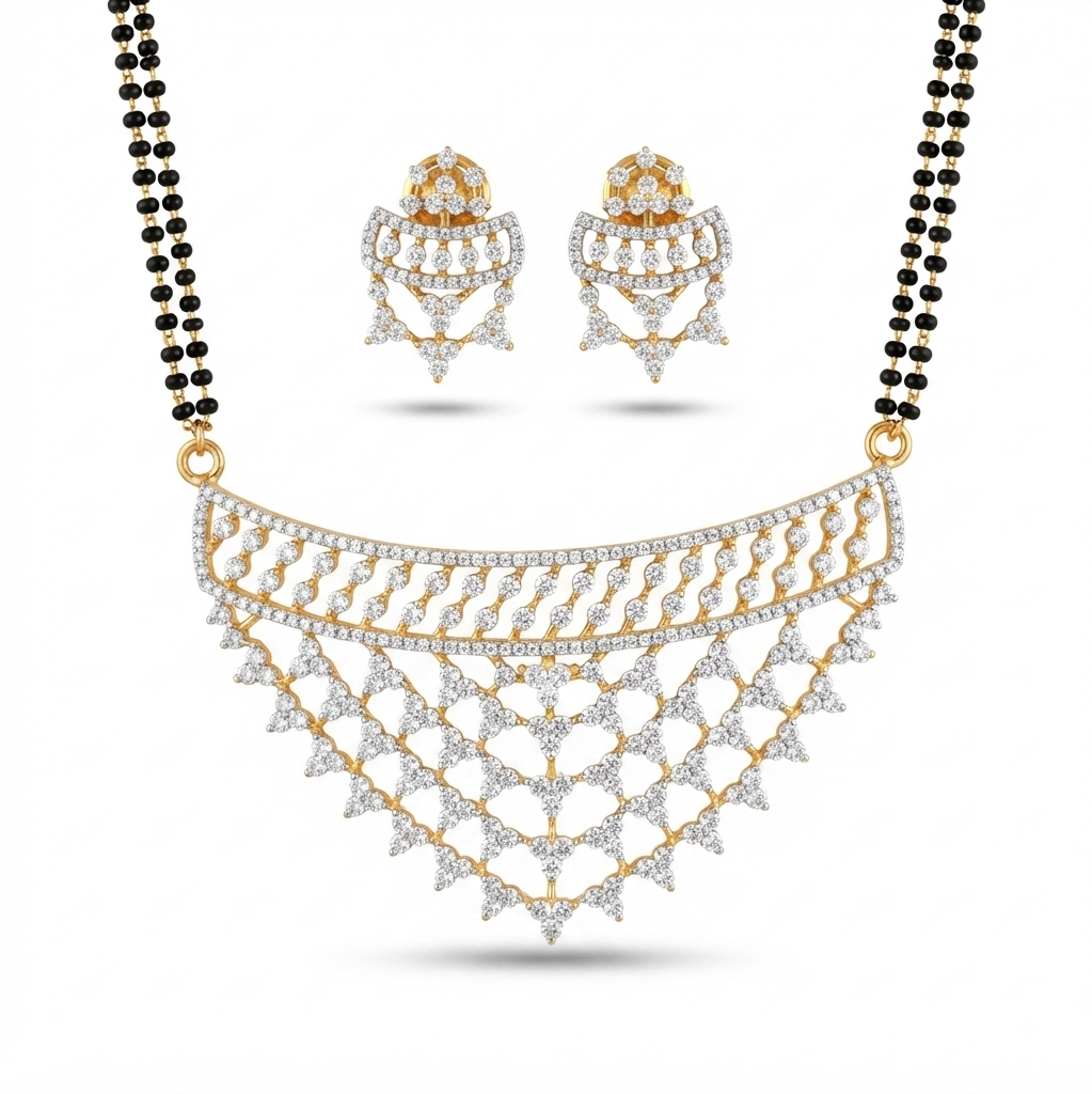 American Diamond Mangalsutra – Pendant Design Shot – Sanvi Jewels