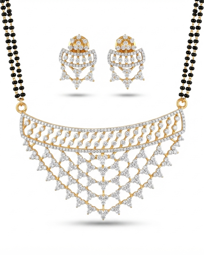 American Diamond Mangalsutra – Pendant Design Shot – Sanvi Jewels