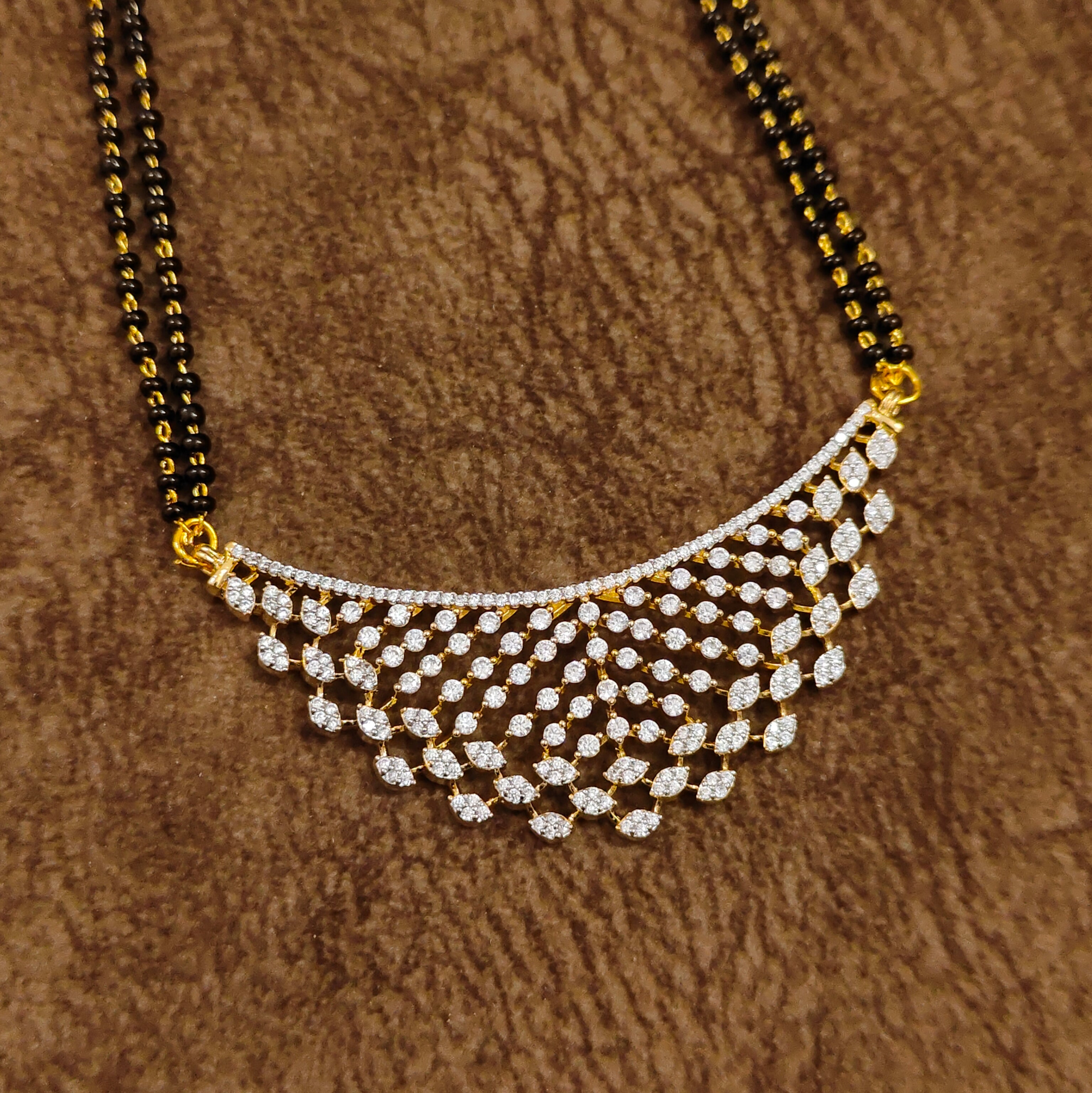 American Diamond Mangalsutra – Chain Close-up – Sanvi Jewels