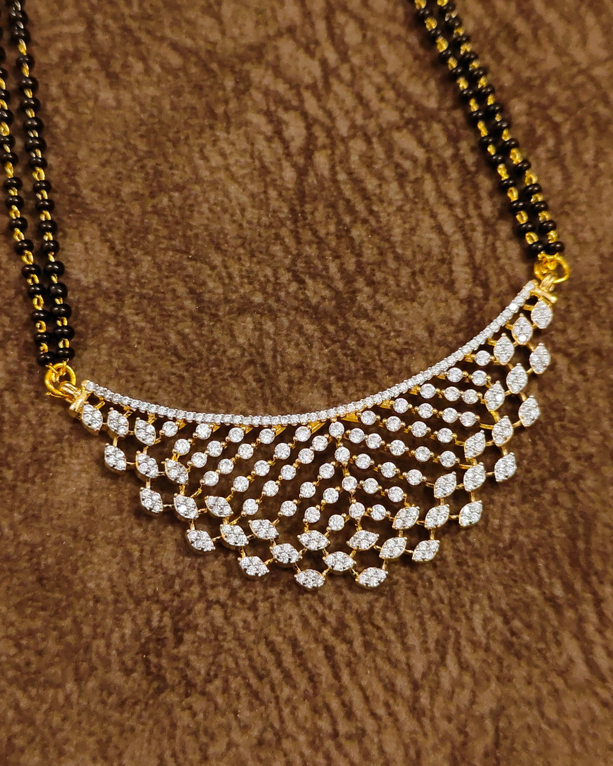 American Diamond Mangalsutra – Chain Close-up – Sanvi Jewels