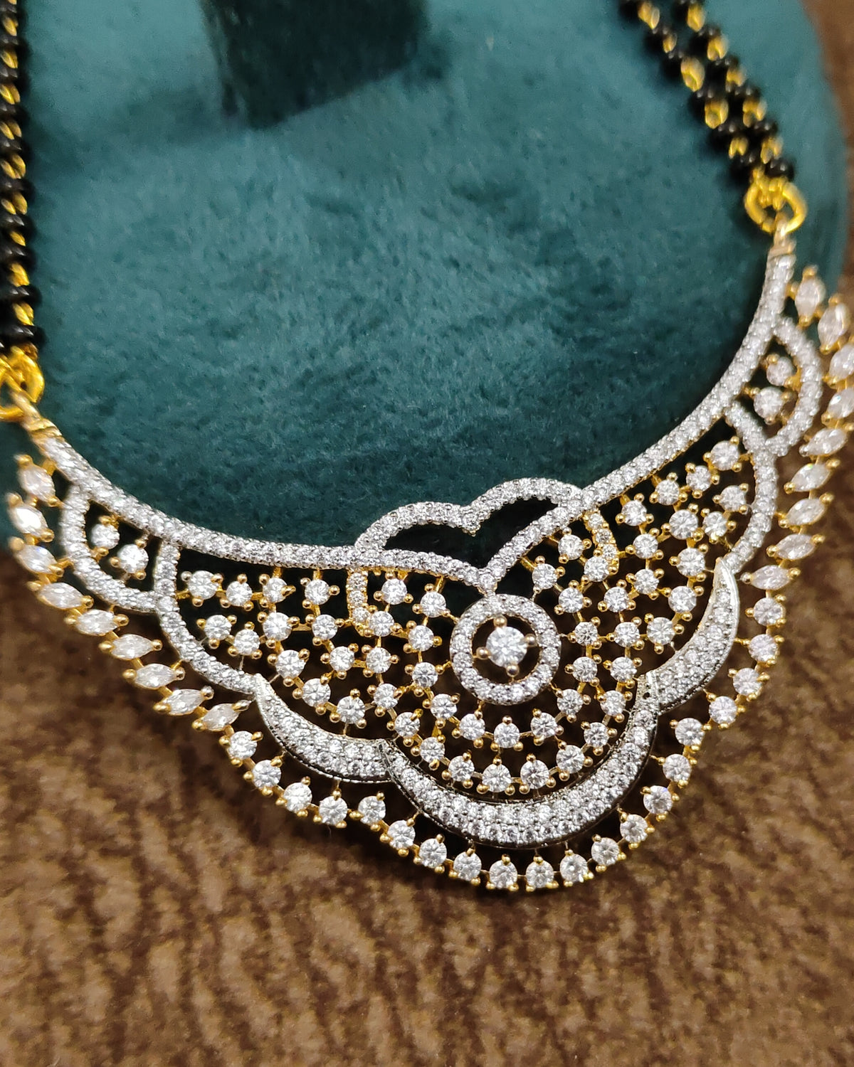 Diamond Look Mangalsutra – Chain Close-up – Sanvi Jewels