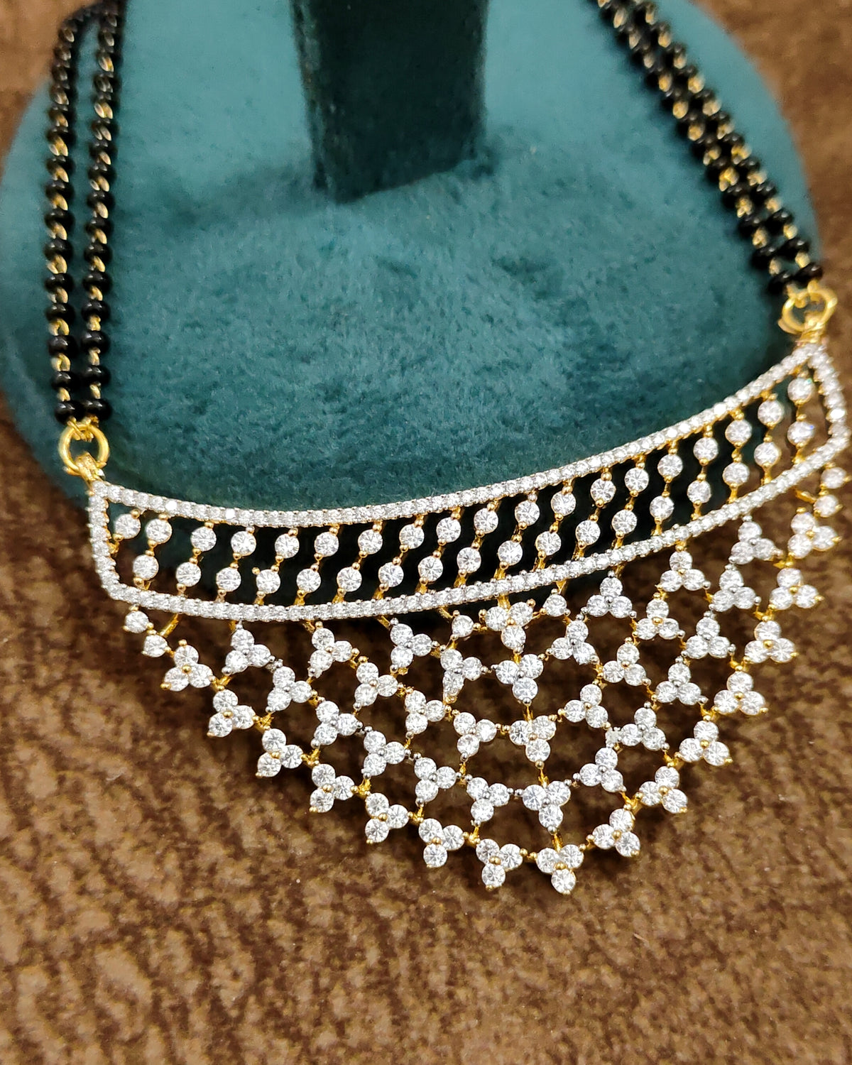 American Diamond Mangalsutra – Close-up View – Sanvi Jewels
