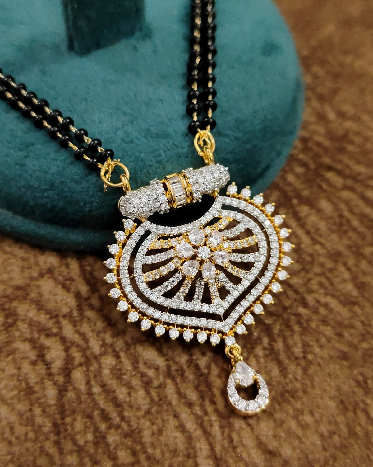 American Diamond Mangalsutra – Full Set View – Sanvi Jewels