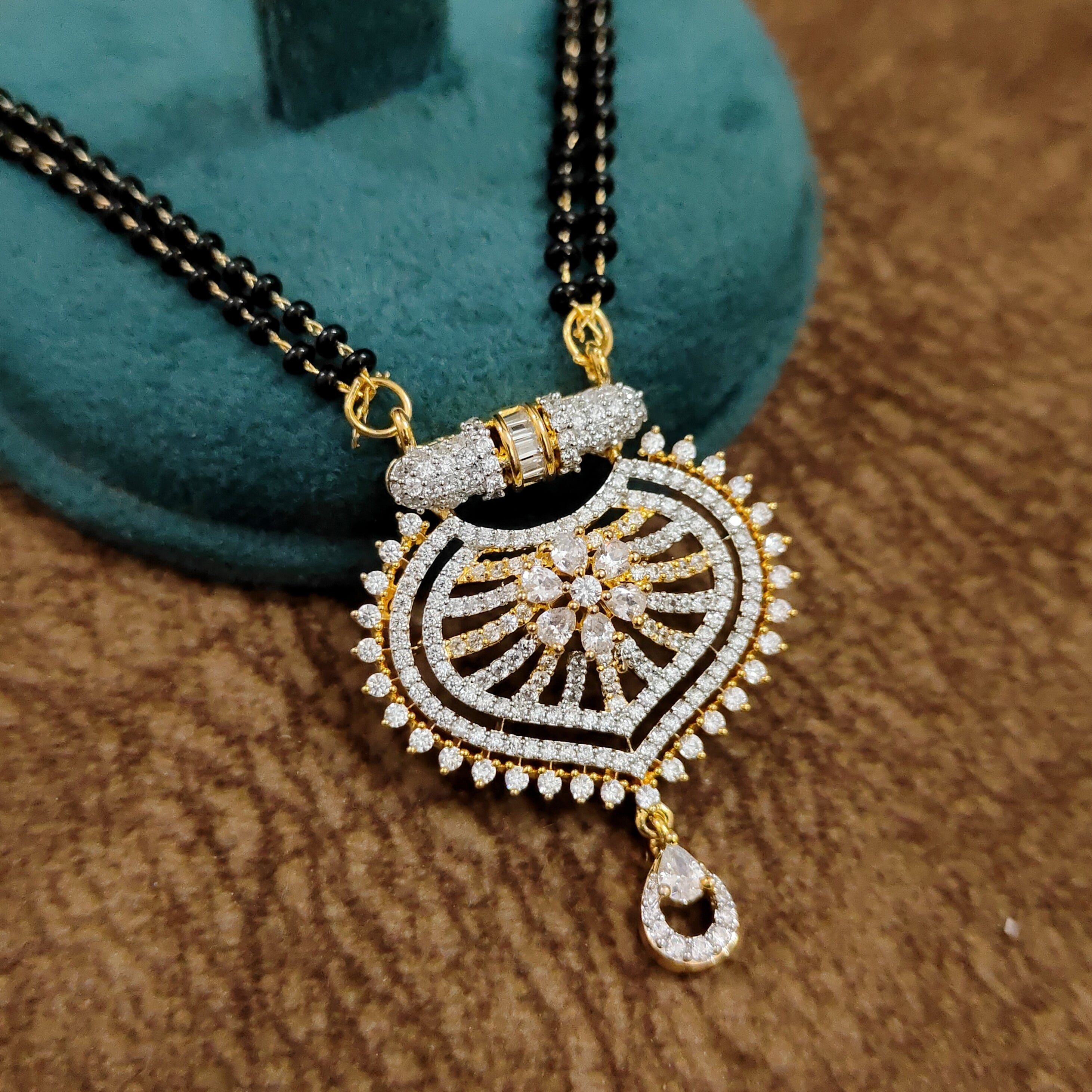 American Diamond Mangalsutra – Full Set View – Sanvi Jewels