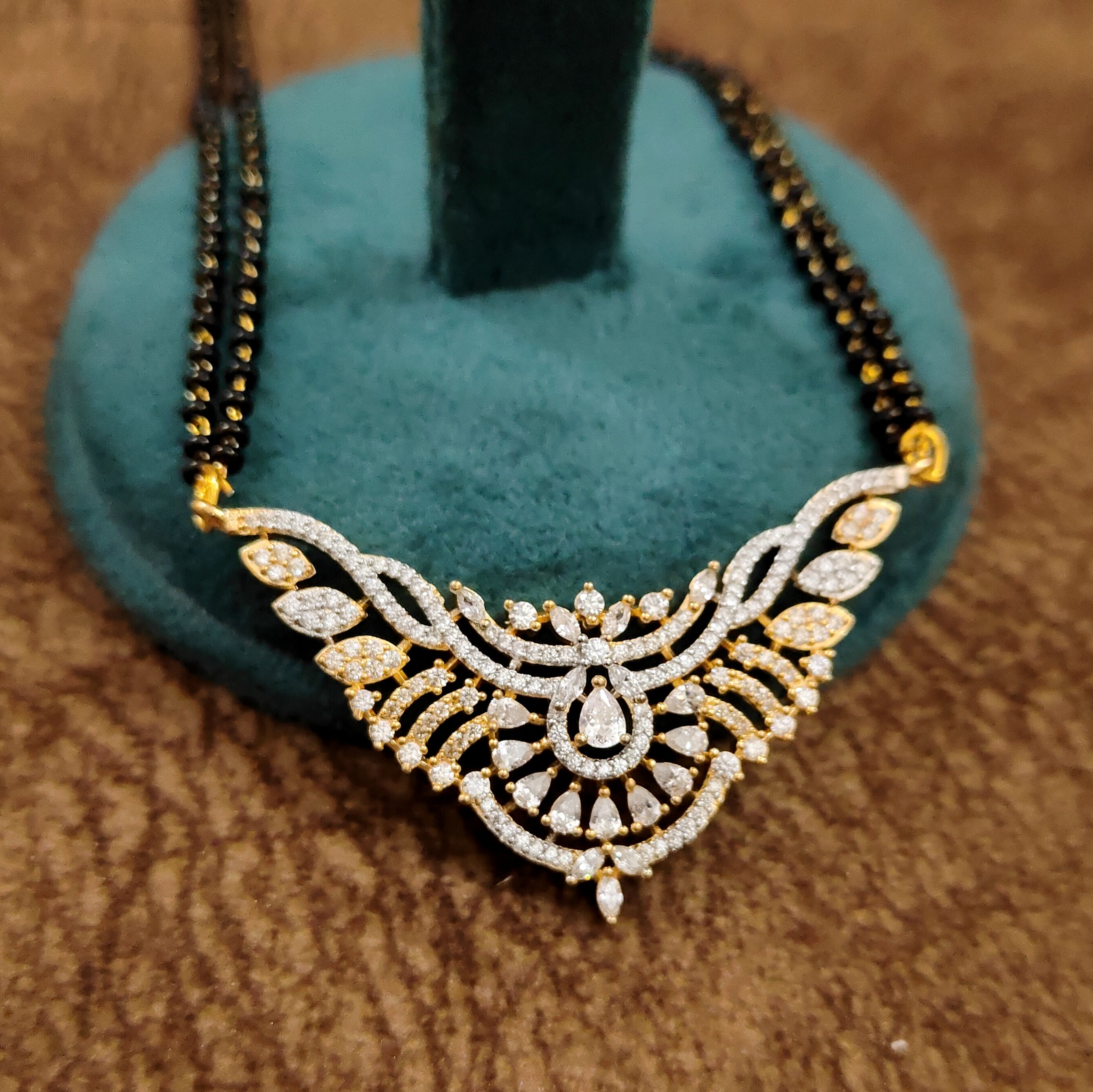 American Diamond Mangalsutra – Chain Close-up – Sanvi Jewels