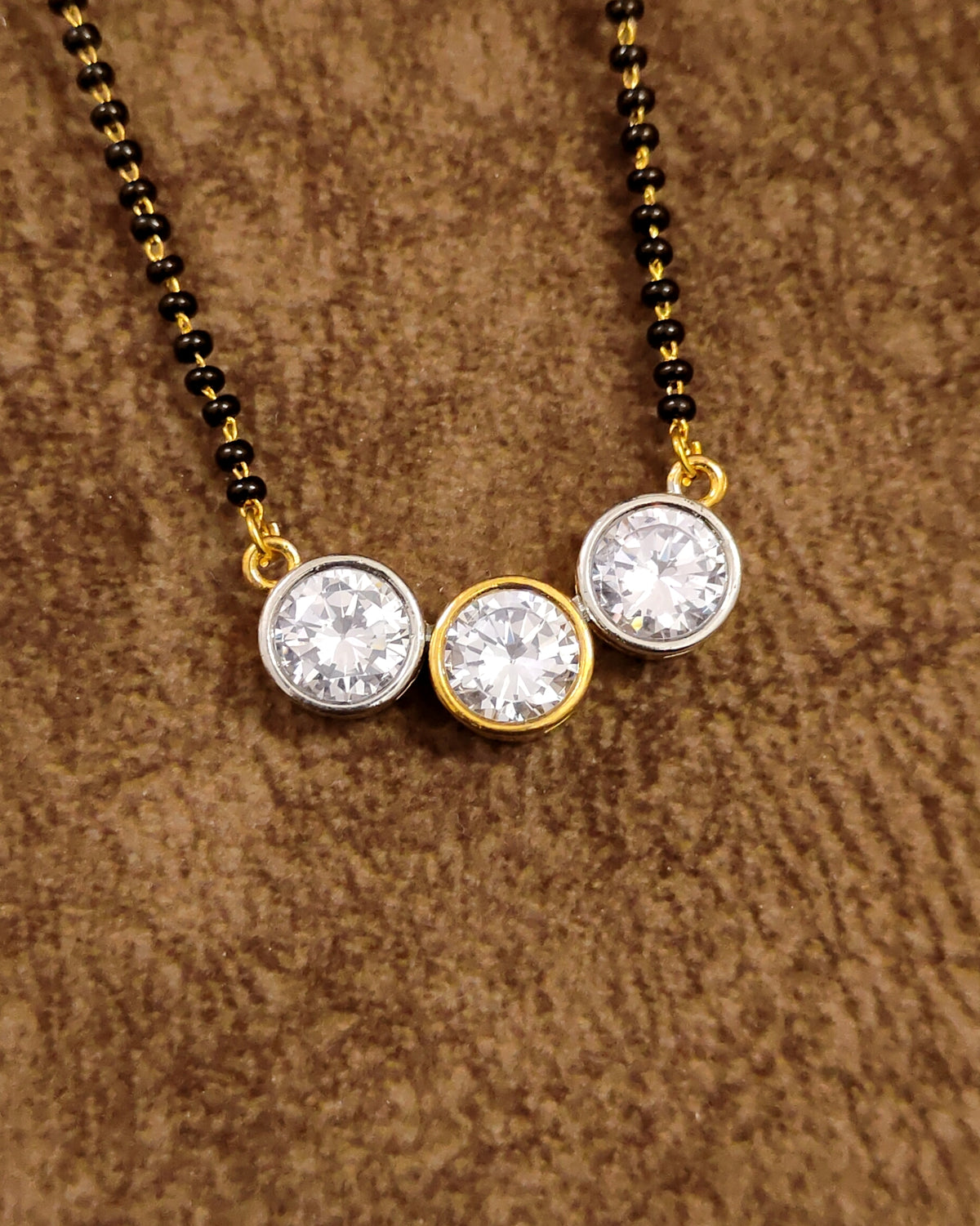 American Diamond Mangalsutra – Chain Close-up – Sanvi Jewels
