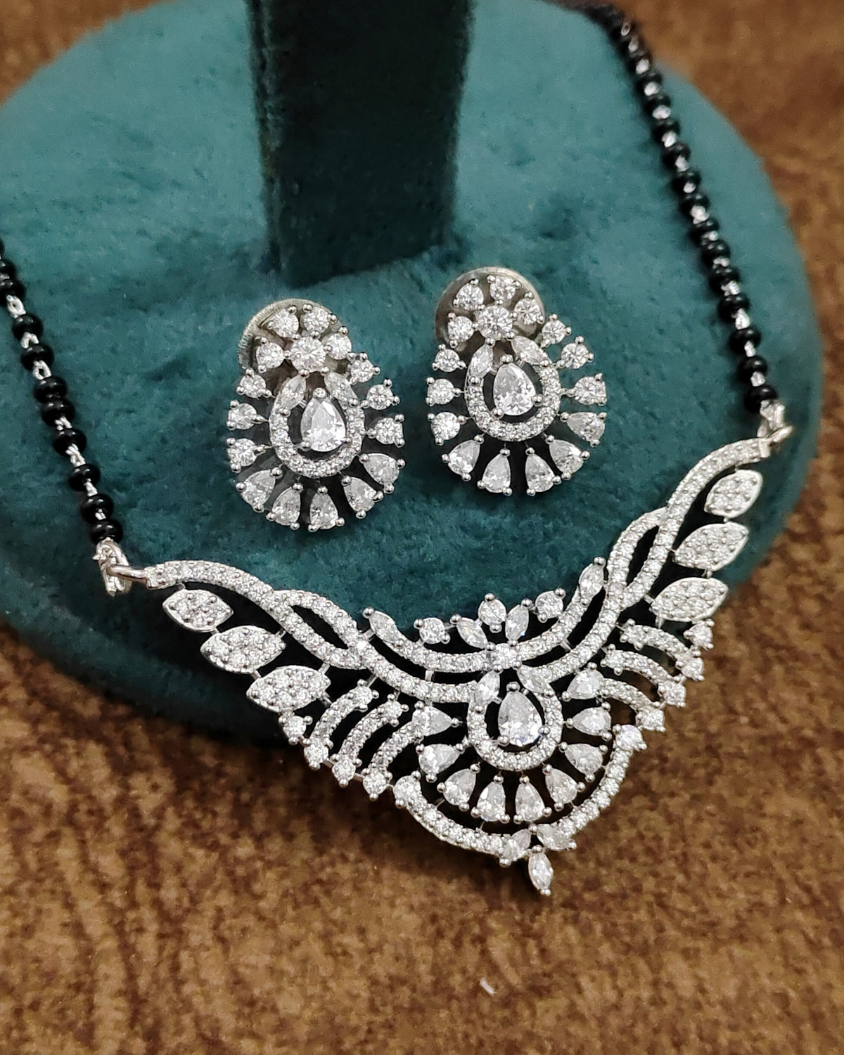 American Diamond Mangalsutra – Styled Shot – Sanvi Jewels