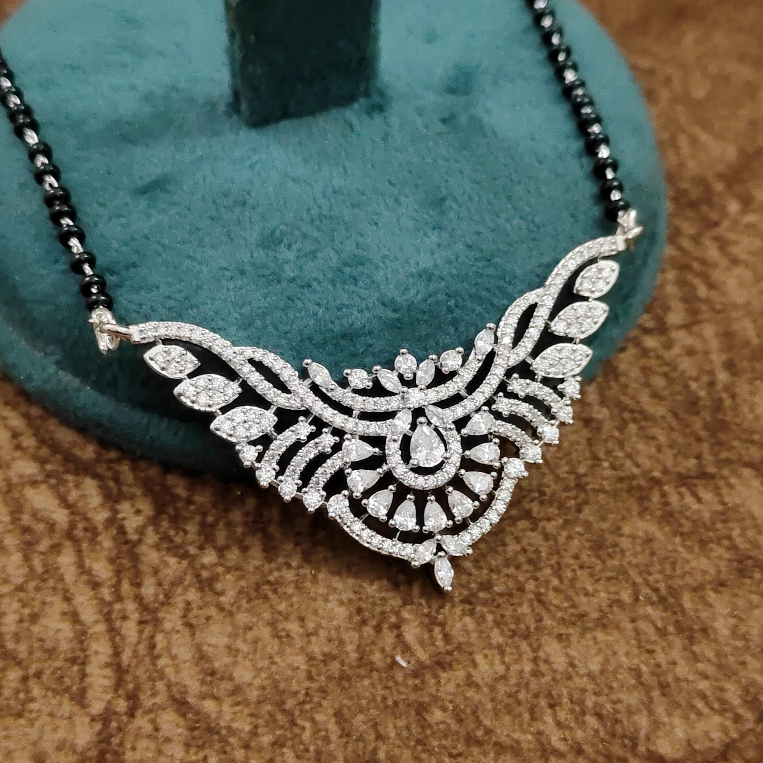 American Diamond Mangalsutra – Pendant Front View – Sanvi Jewels