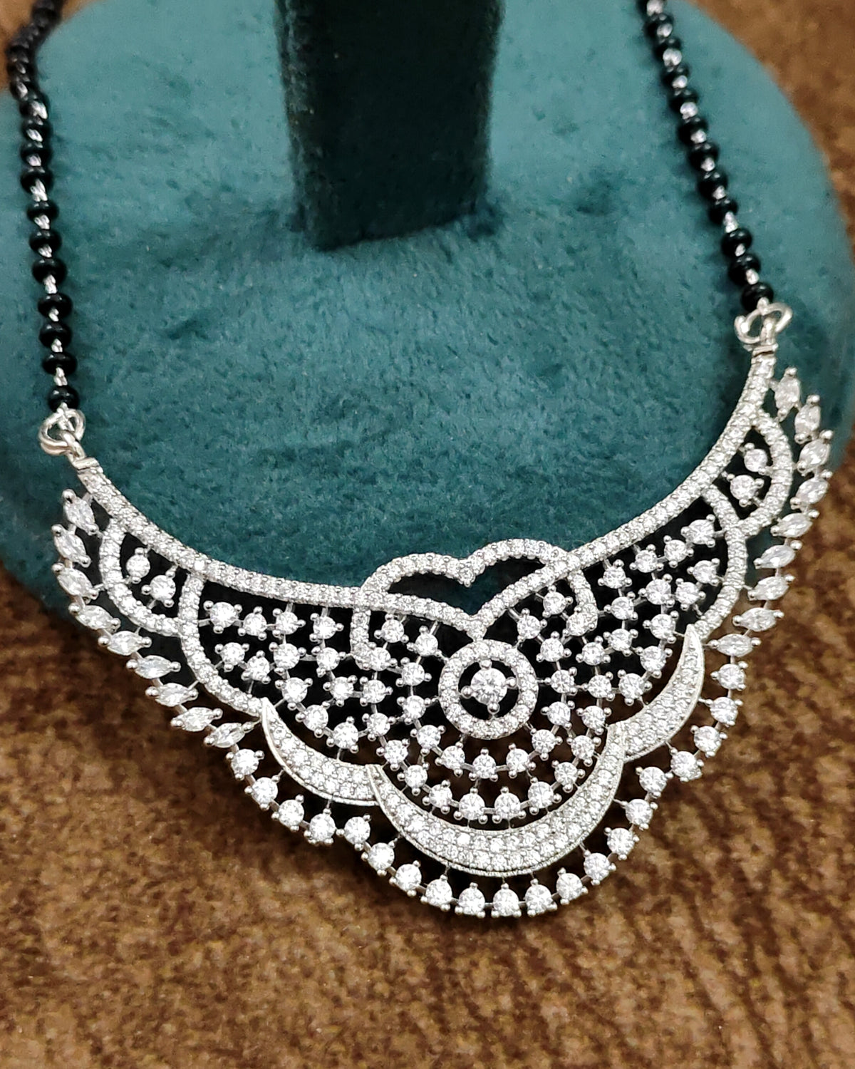 Diamond Look Mangalsutra – Pendant Front View – Sanvi Jewels