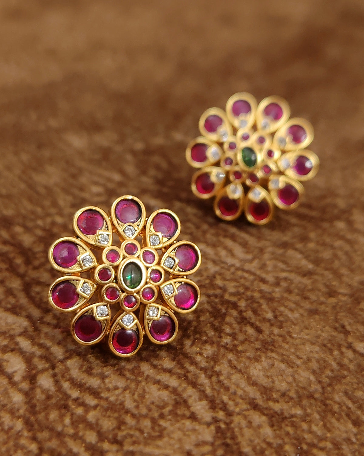 Ruby & Emerald Kempu Studs – Styled Shot – Sanvi Jewels
