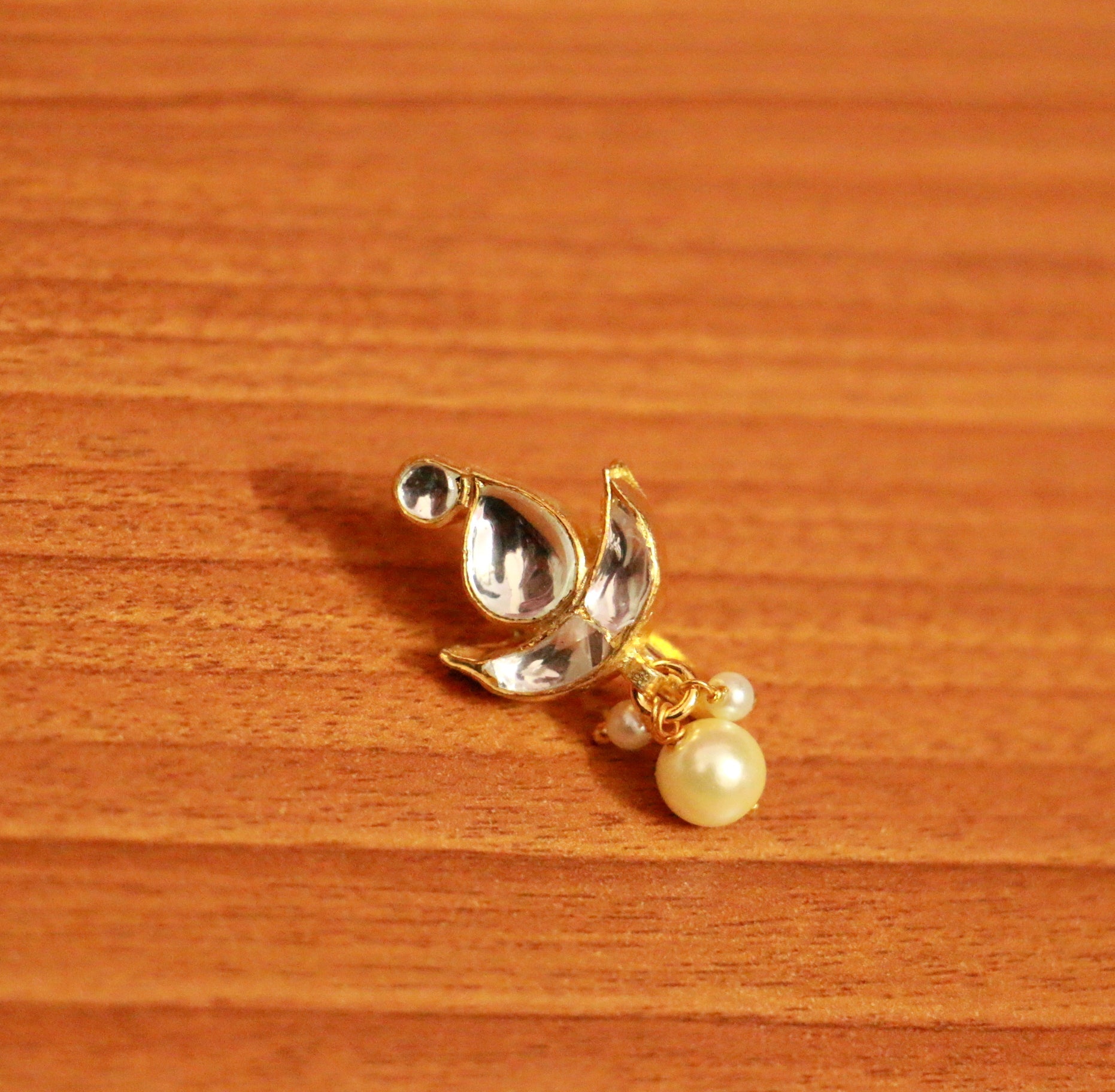 Paisley Kundan Polki Gold Plated Nose Ring Traditional Indian Nath – Sanvi Jewels