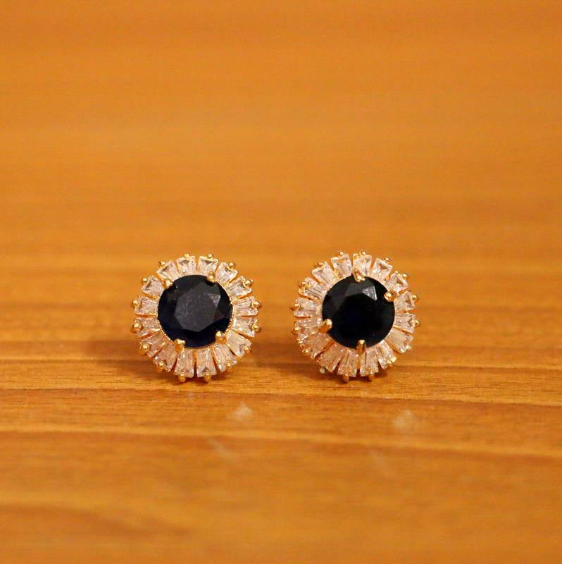 Blue Halo Stud Earrings by Sanvi Jewels Luxury Designer Imitation Jewellery for Women