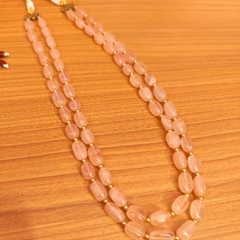 SEMI PRECIOUS RUBY LOOK TWO LINE NECKLACE