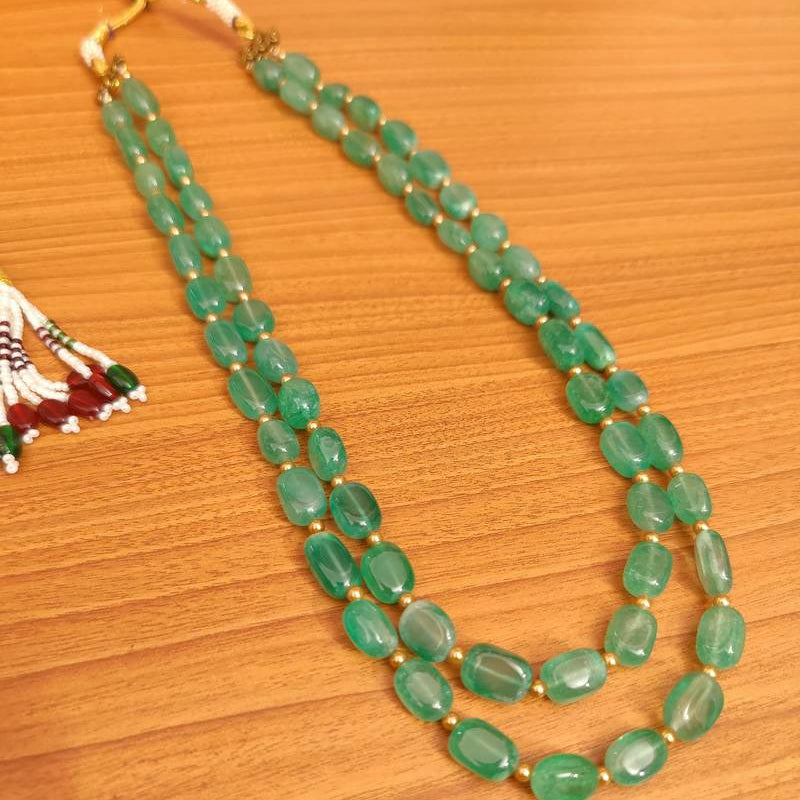 SEMI PRECIOUS RUBY LOOK TWO LINE NECKLACE