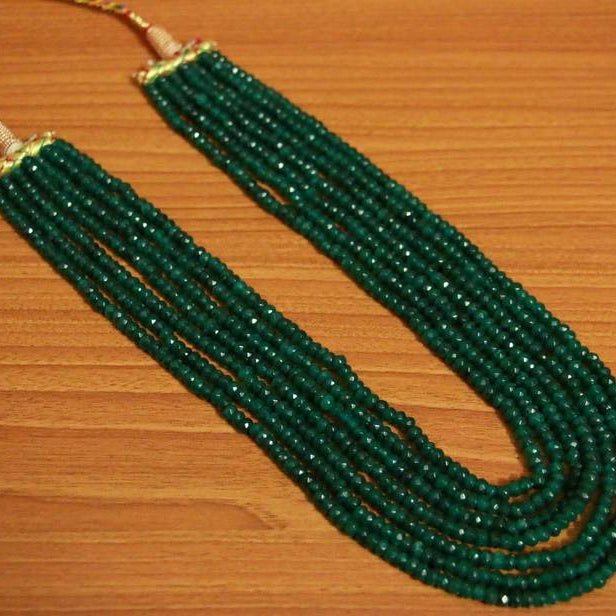 Semi Precious Ruby Colour 7 Line Necklace Set