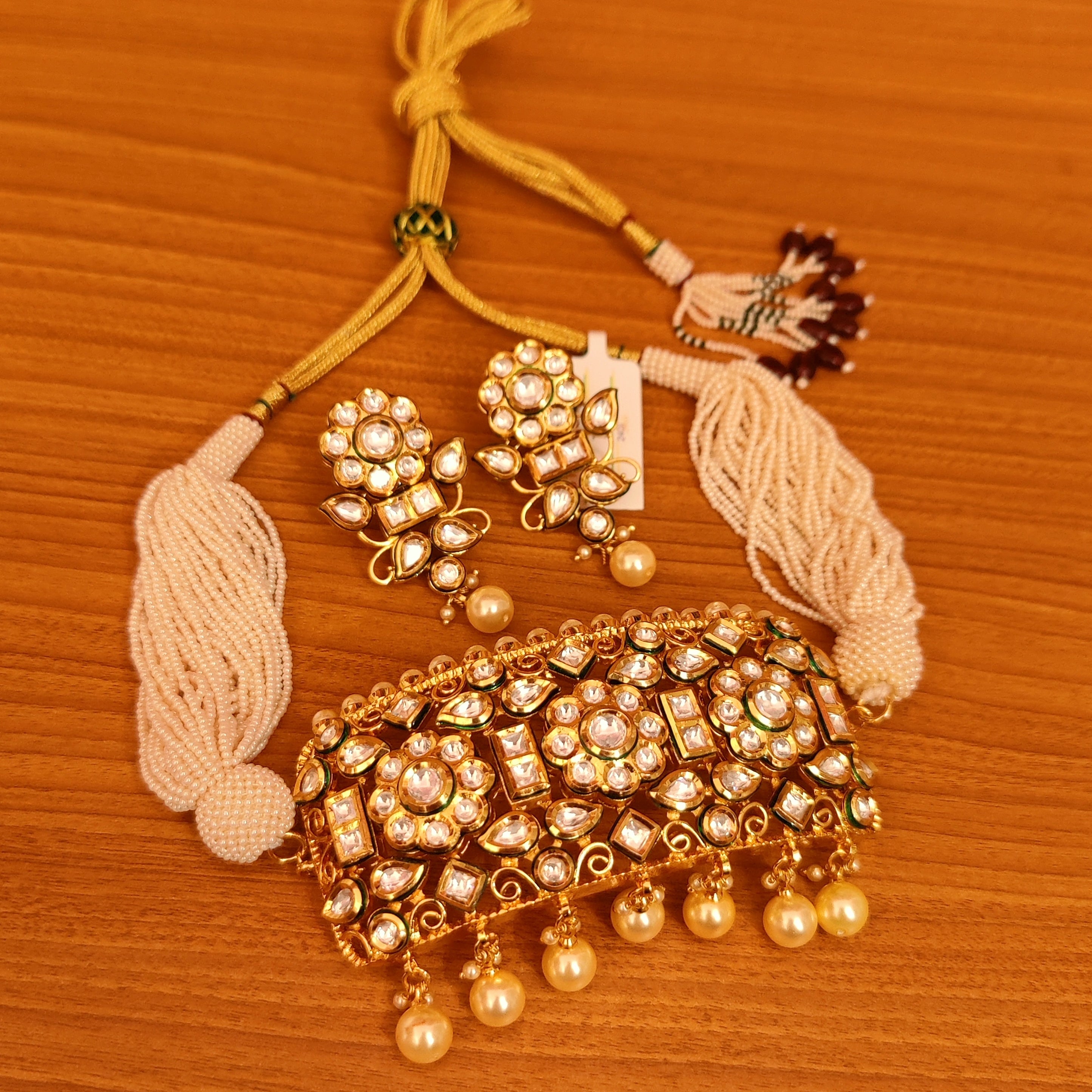 ROYAL RUBY STUDDED KUNDAN POLKI CHOKER NECKLACE SET