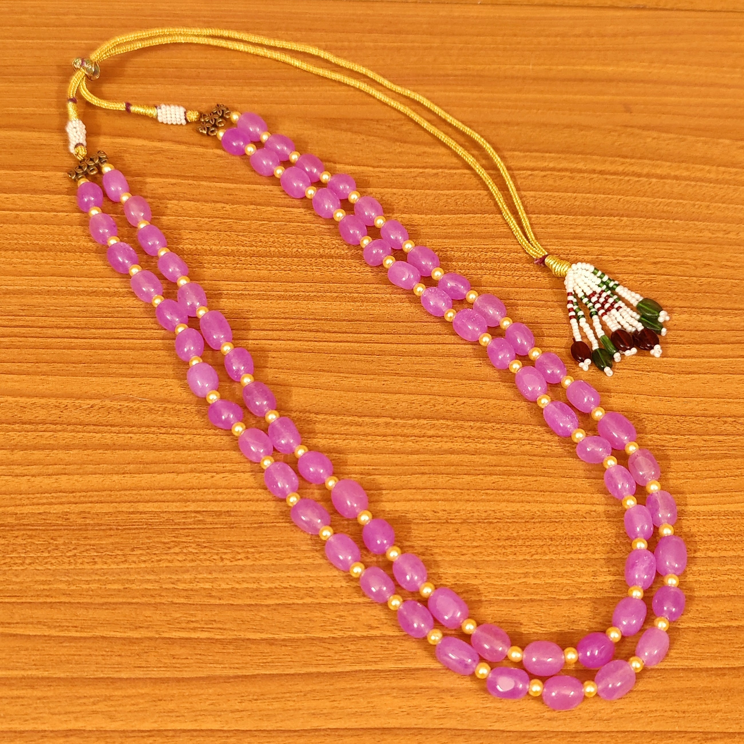 MAUVE COLOUR QUARTZ MULTILAYERED NECKLACE