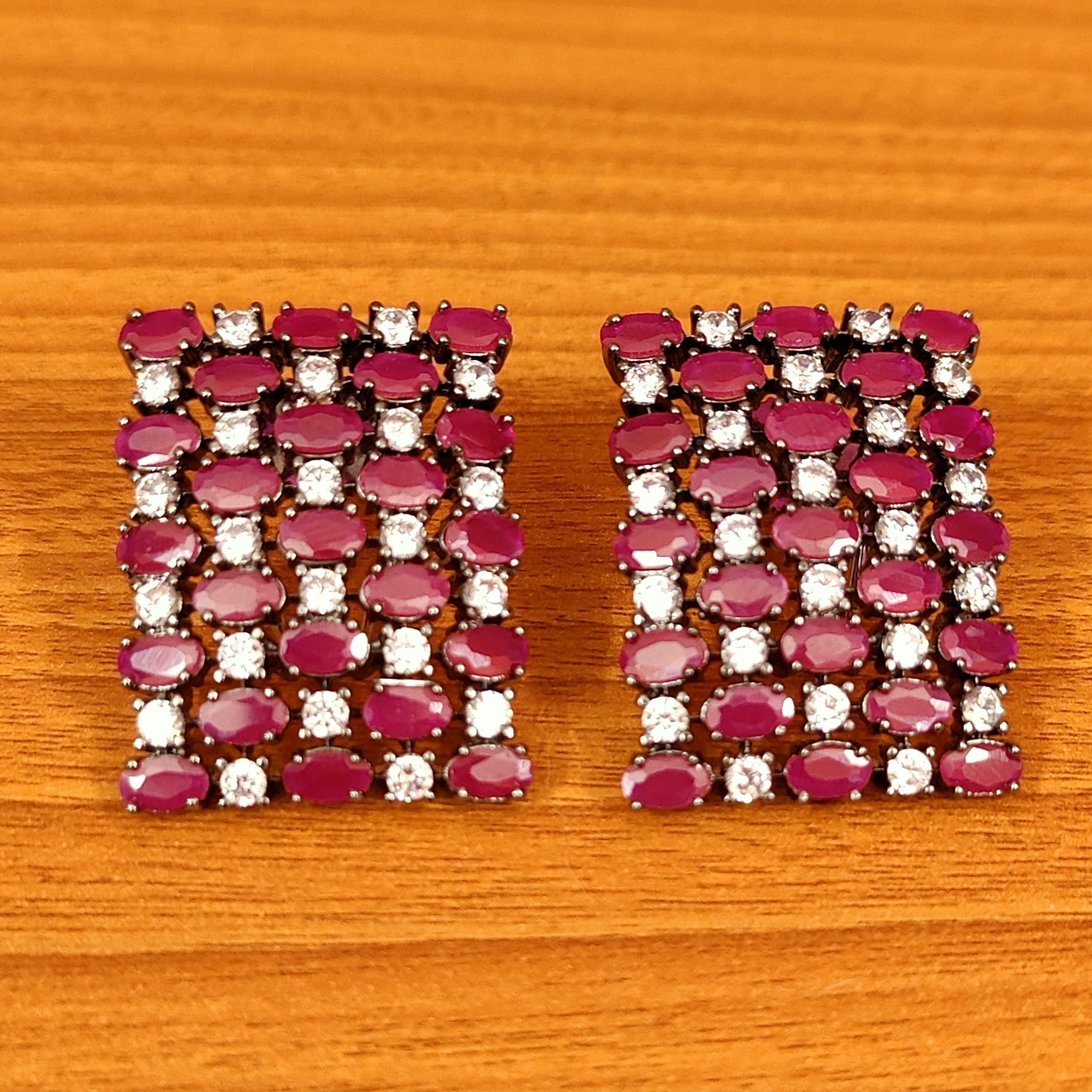 MULTICOLOUR CZ STUDDED BLACK RHODIUM BIG STUDS