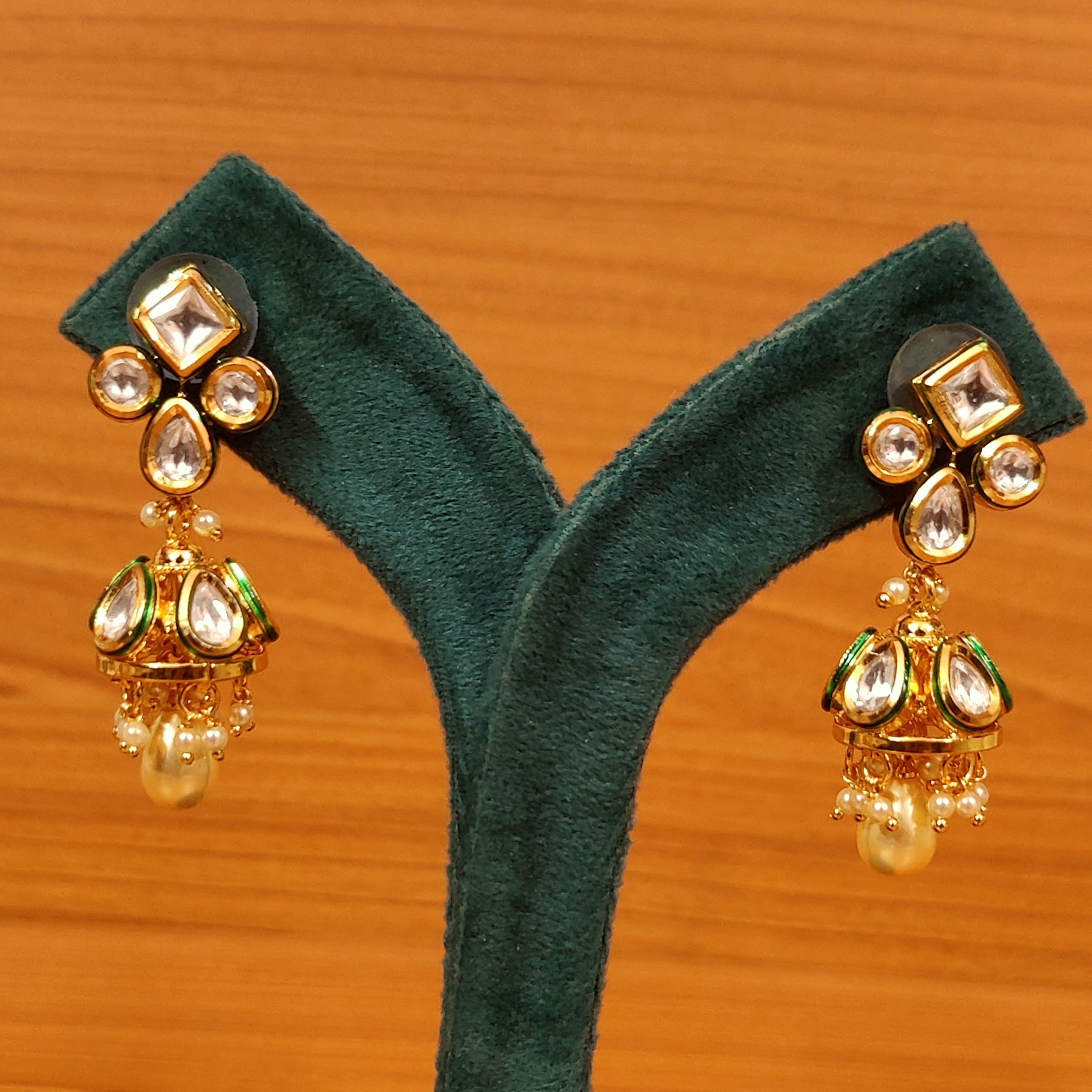 KUNDAN MEENAKARI GOLD PLATED RUBY DROP JHUMKA'S