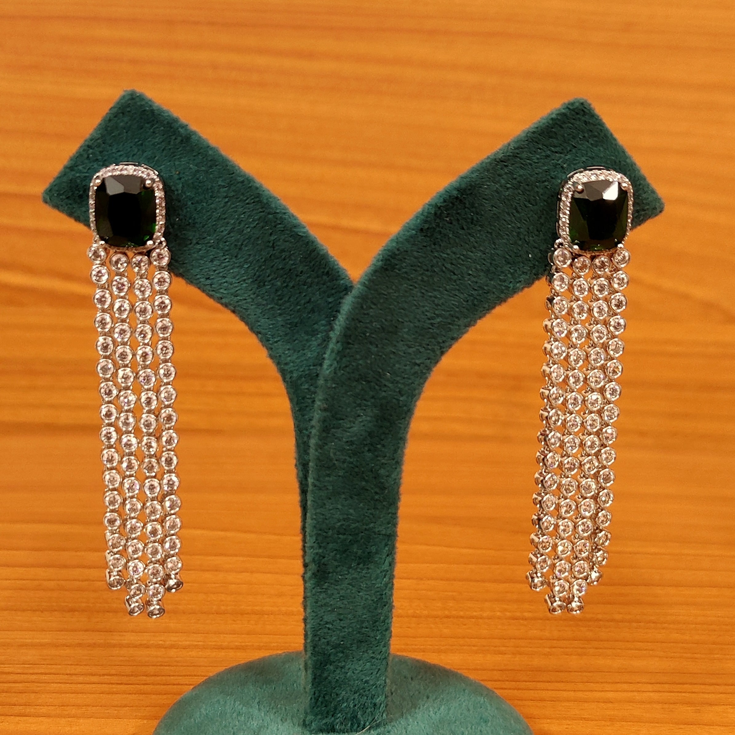 EMERALD GREEN TOURMALINE SIGNITY STUDDED DANGLERS