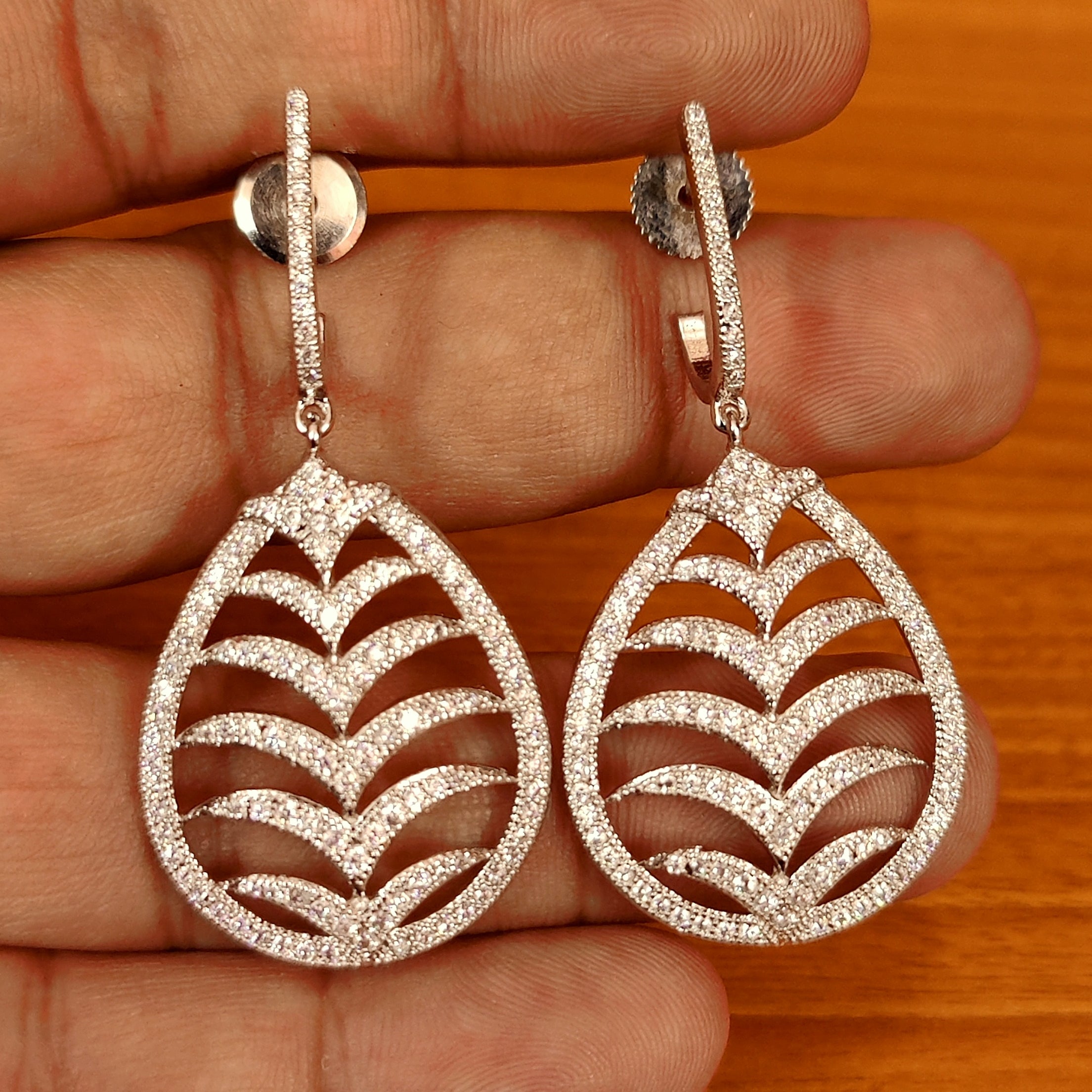 SILVER PLATED AMERICAN DIAMOND FINE EARRINGS