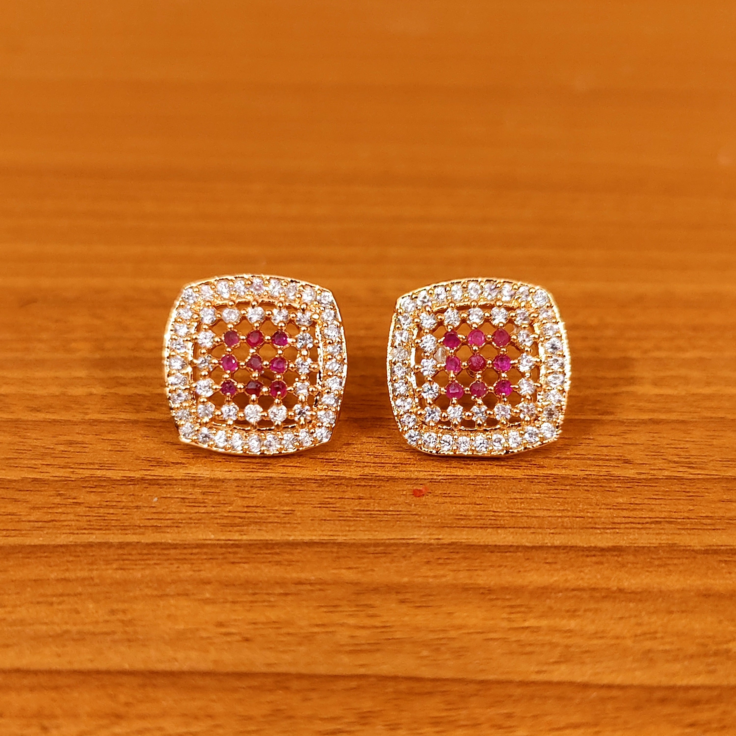 EMERALD COLOUR CZ STUDDED GOLD LOOK STUDS