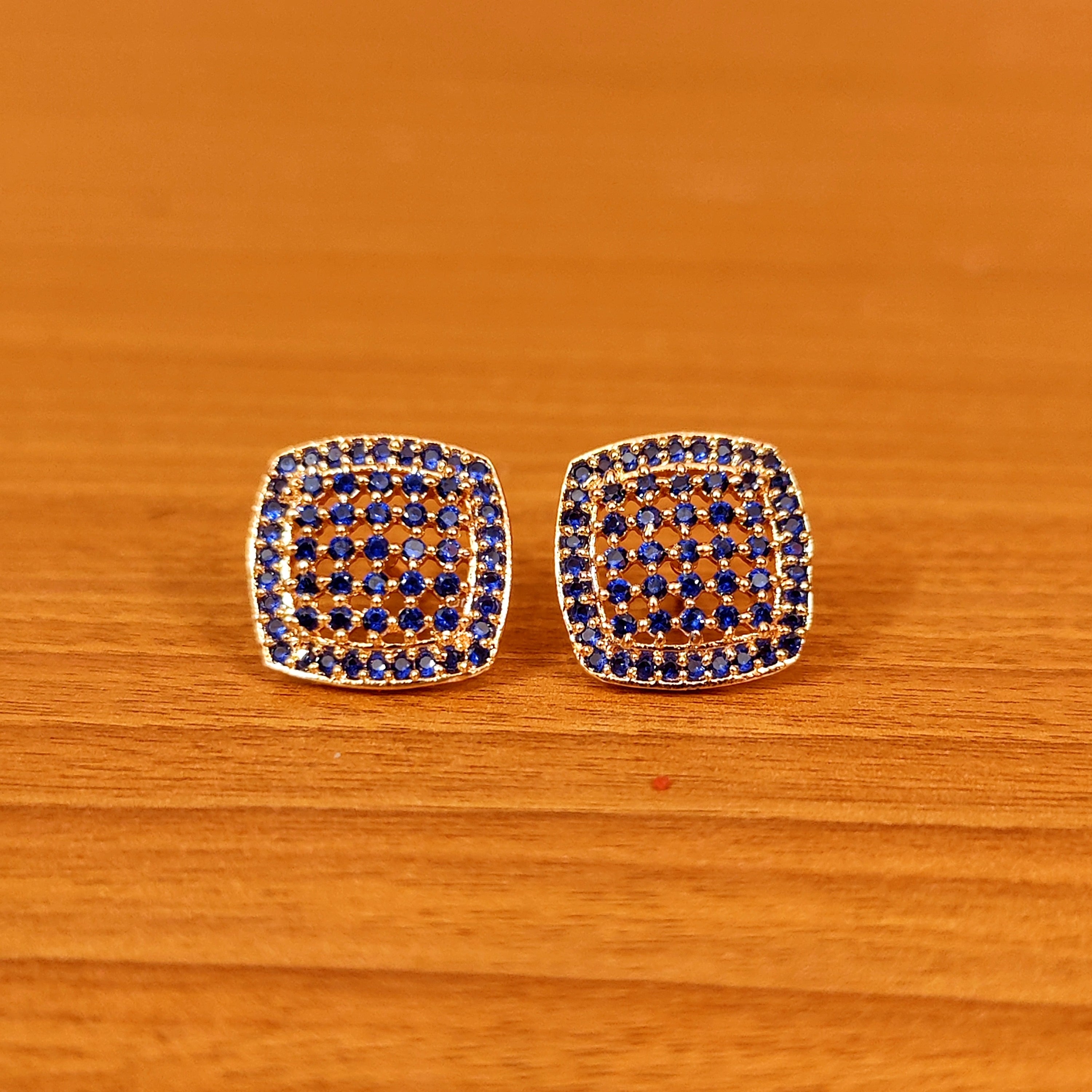 EMERALD COLOUR CZ STUDDED GOLD LOOK STUDS