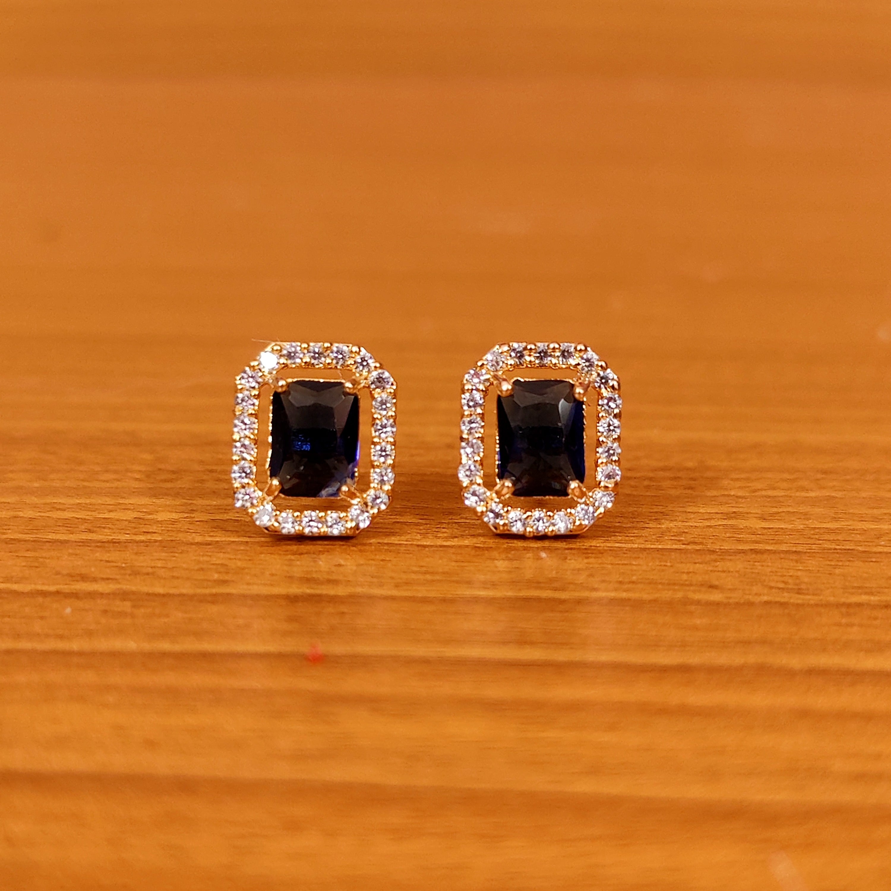 PINK ROSE COLOUR CZ STUDDED GOLD PLATED STUDS