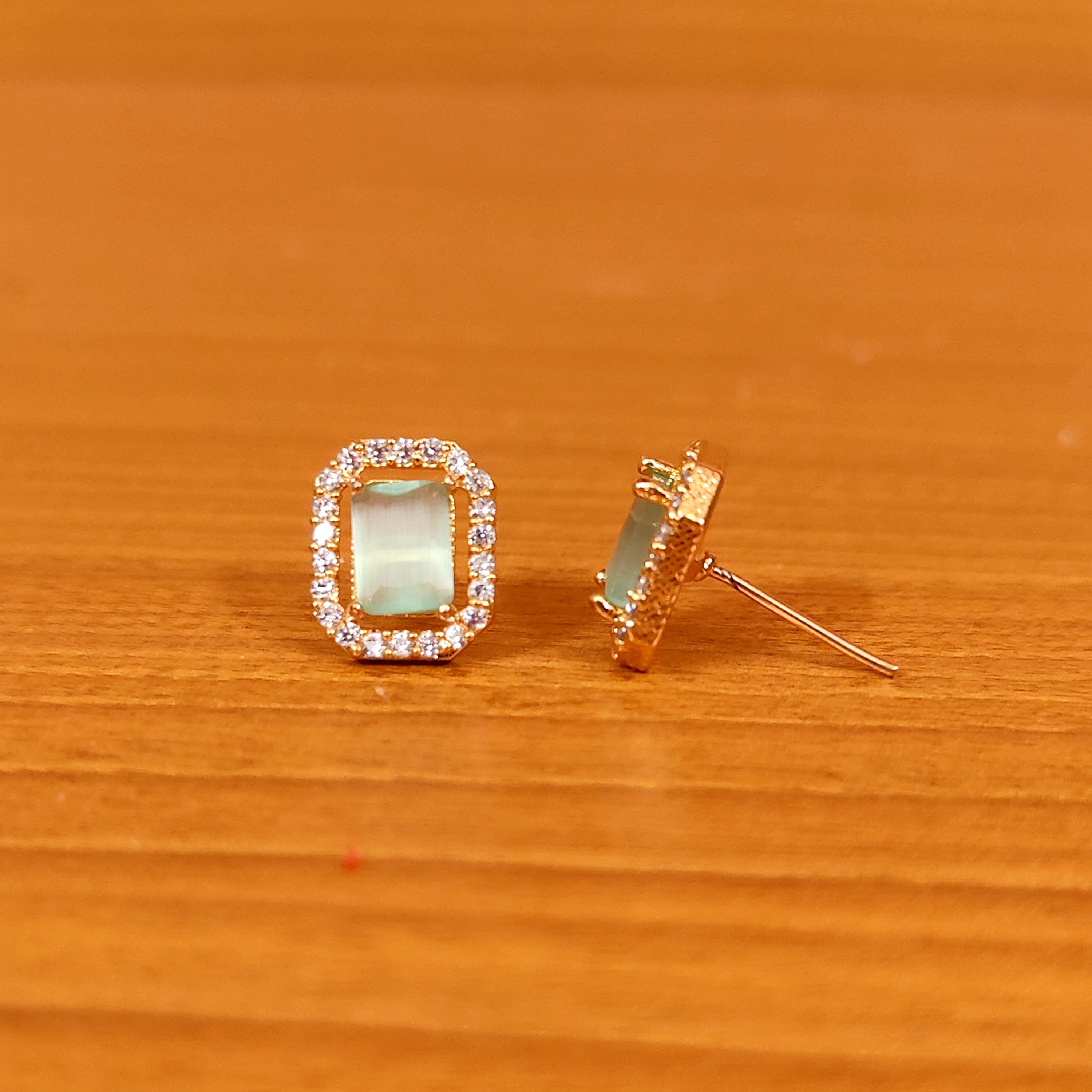 PINK ROSE COLOUR CZ STUDDED GOLD PLATED STUDS