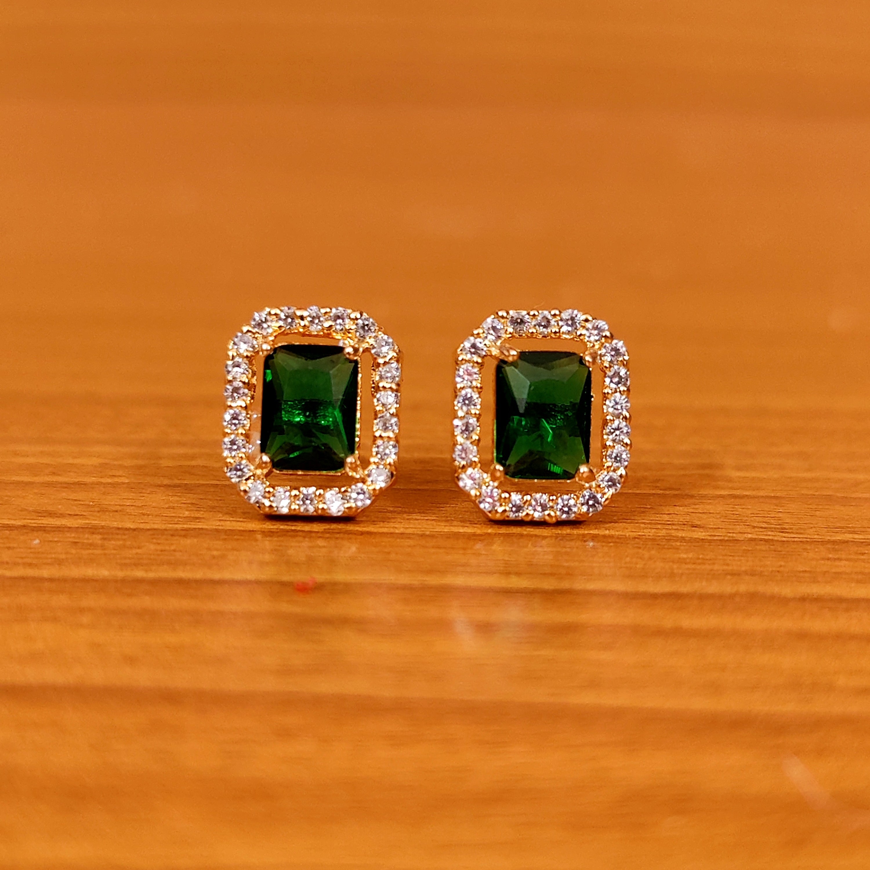 PINK ROSE COLOUR CZ STUDDED GOLD PLATED STUDS