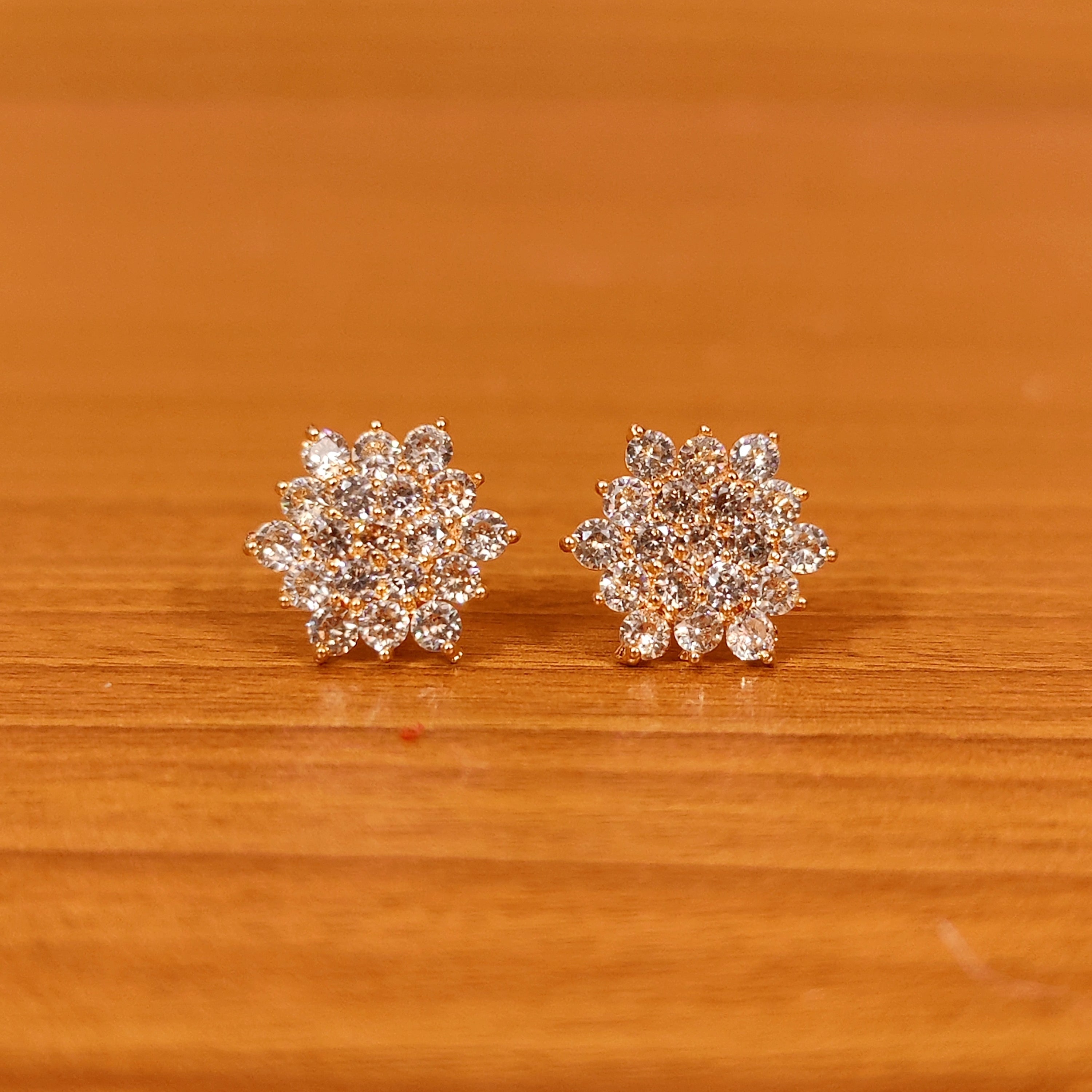 BLACK COLOUR CZ STUDDED GOLD PLATED STUDS