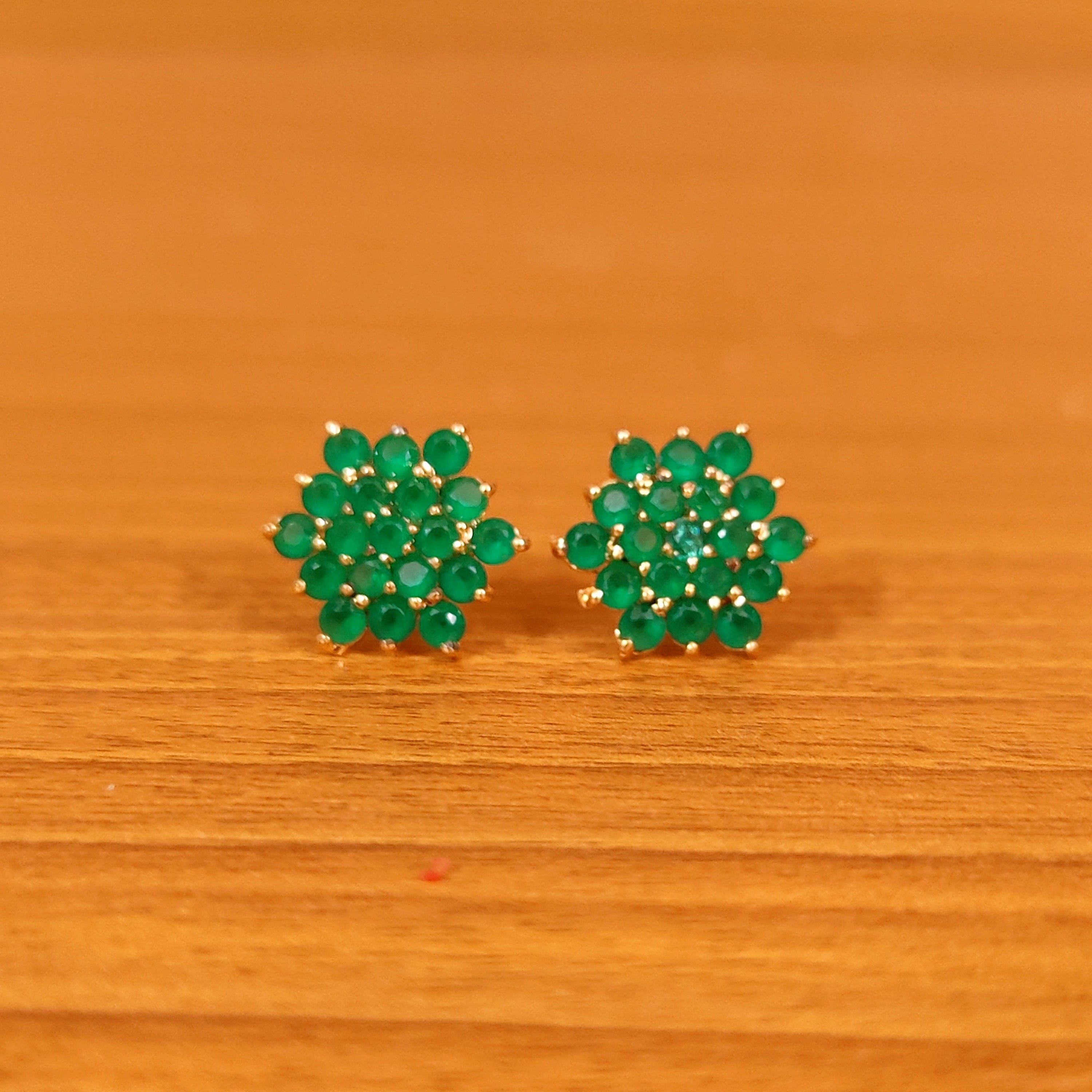 BLACK COLOUR CZ STUDDED GOLD PLATED STUDS