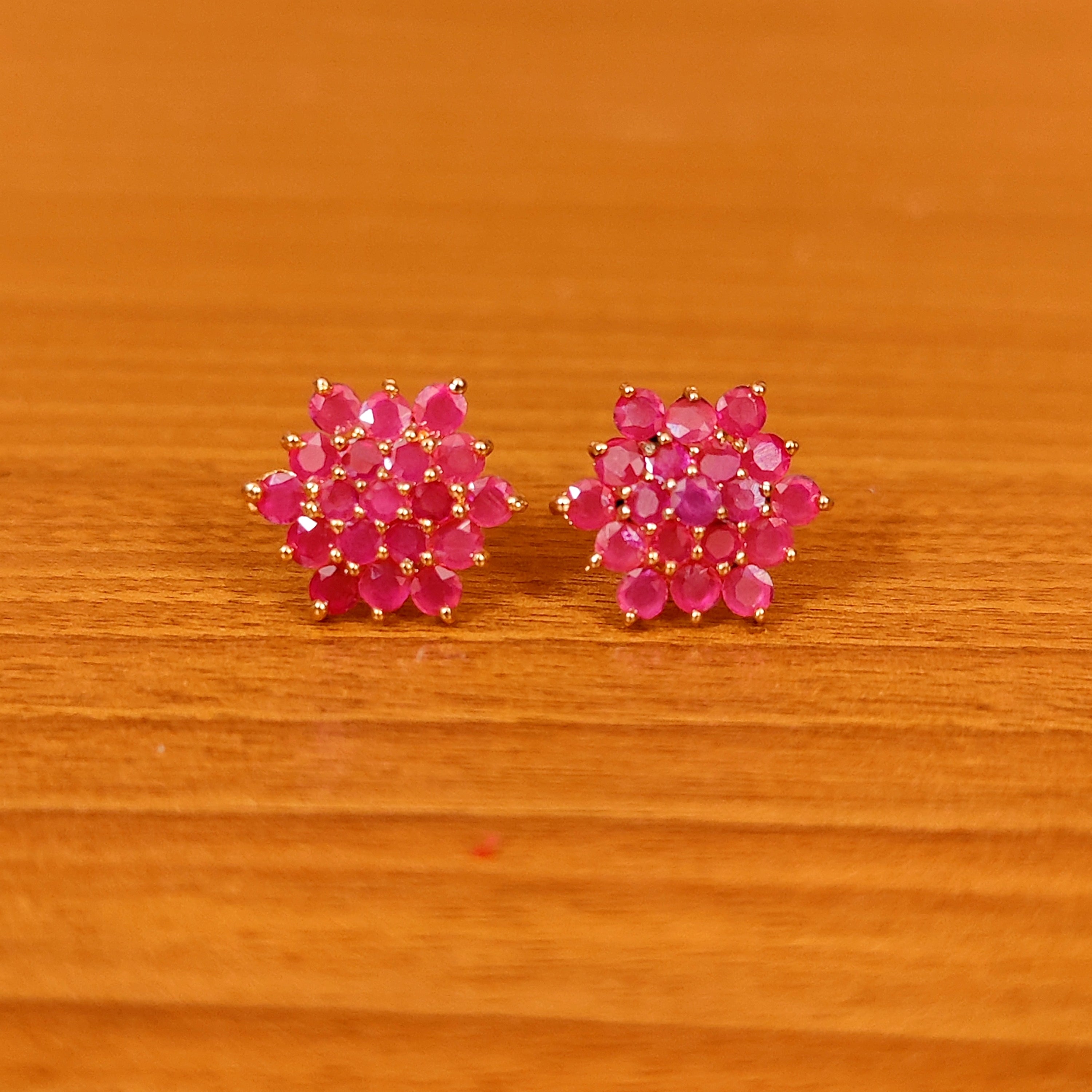 BLACK COLOUR CZ STUDDED GOLD PLATED STUDS