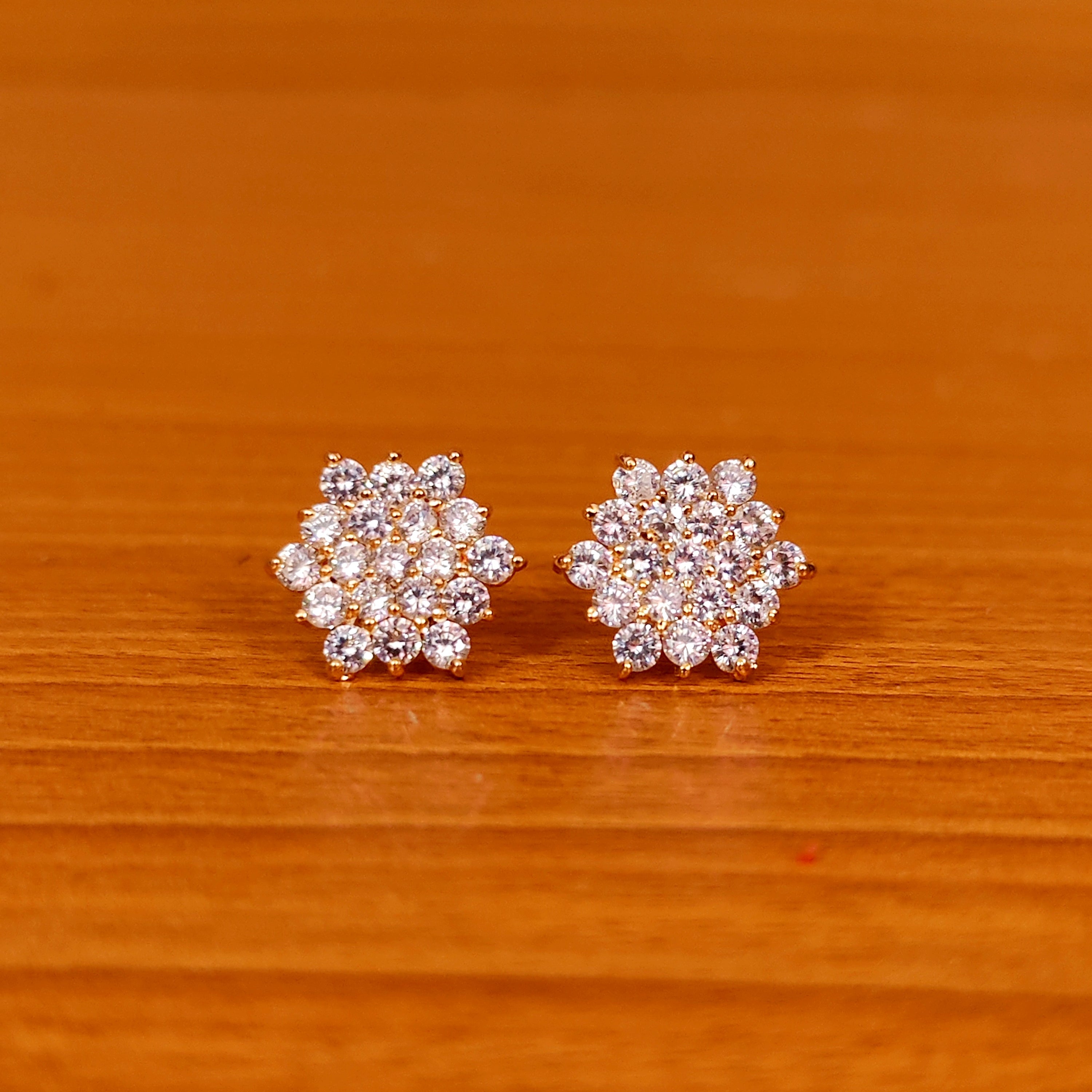 BLACK COLOUR CZ STUDDED GOLD PLATED STUDS