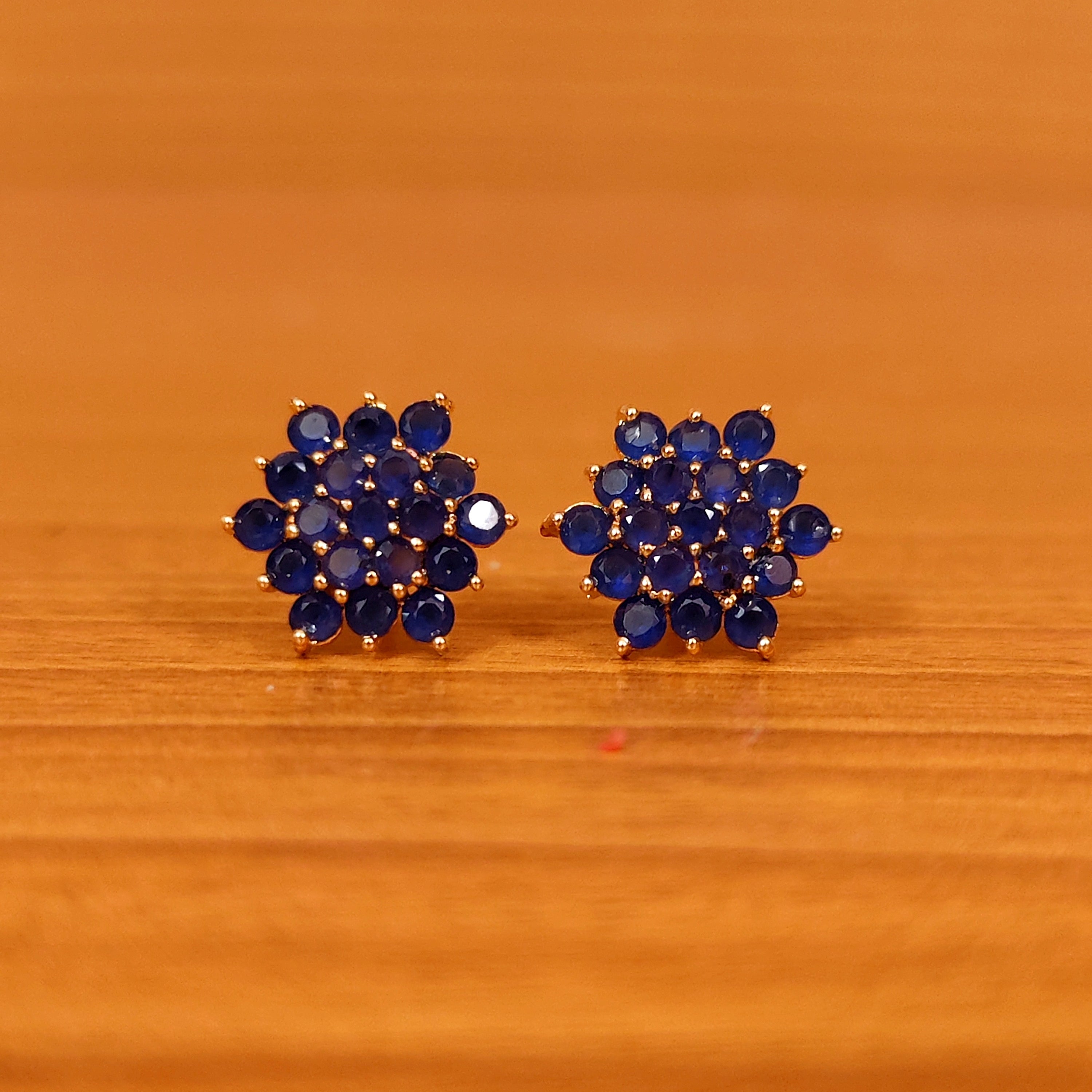BLACK COLOUR CZ STUDDED GOLD PLATED STUDS