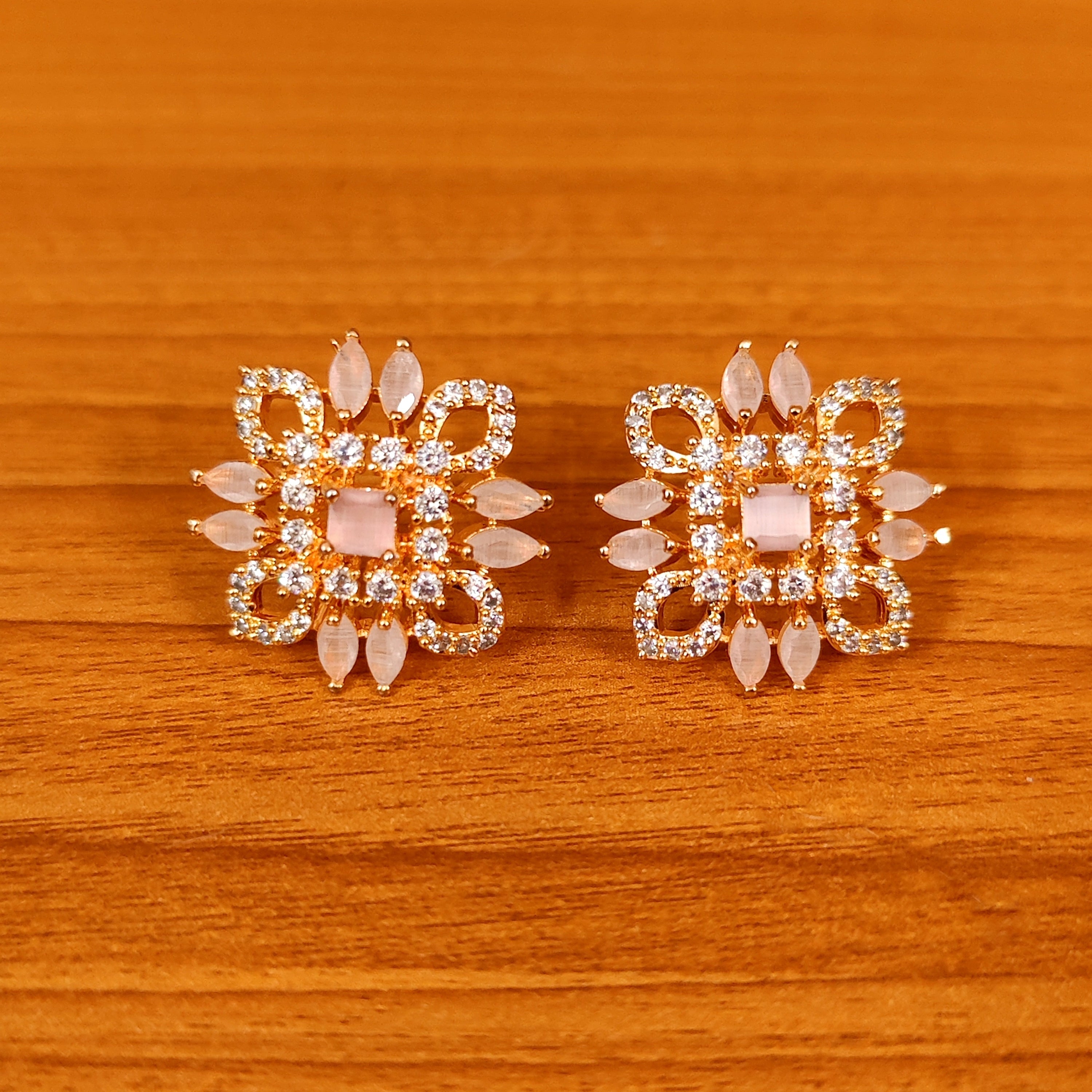 BLUE SAPPHIRE CZ STUDDED DIAMOND LOOK STUDS