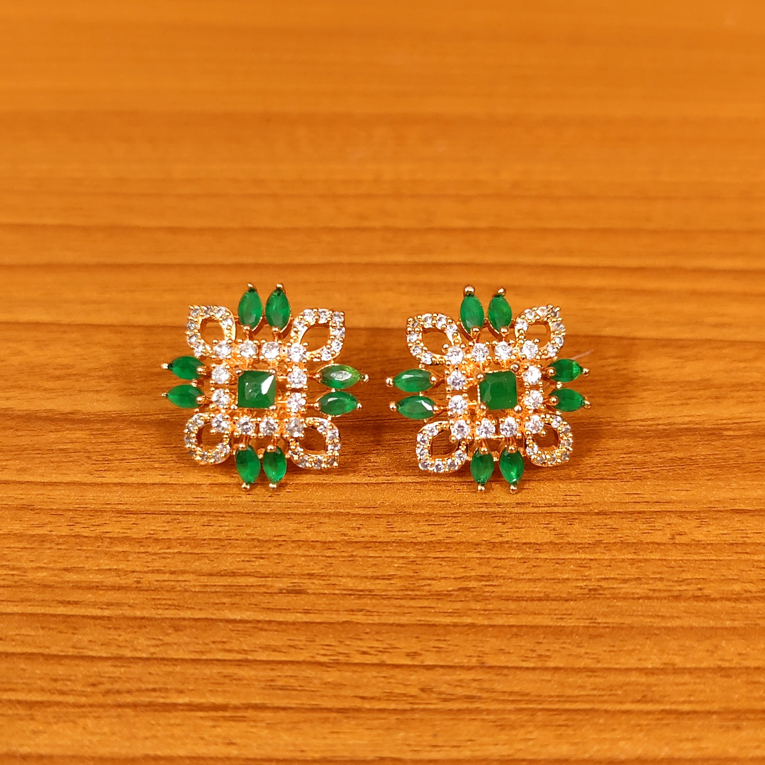 BLUE SAPPHIRE CZ STUDDED DIAMOND LOOK STUDS