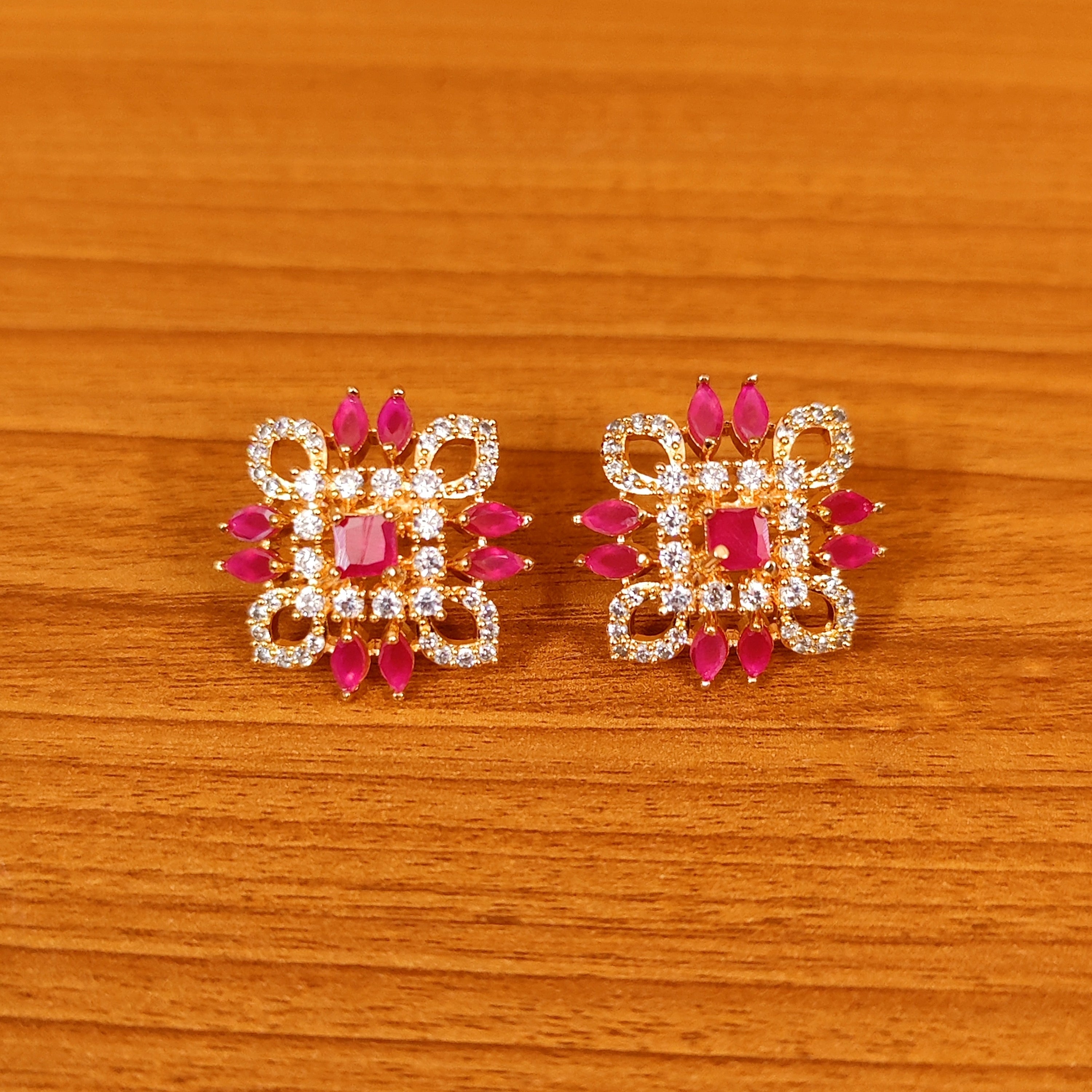 BLUE SAPPHIRE CZ STUDDED DIAMOND LOOK STUDS