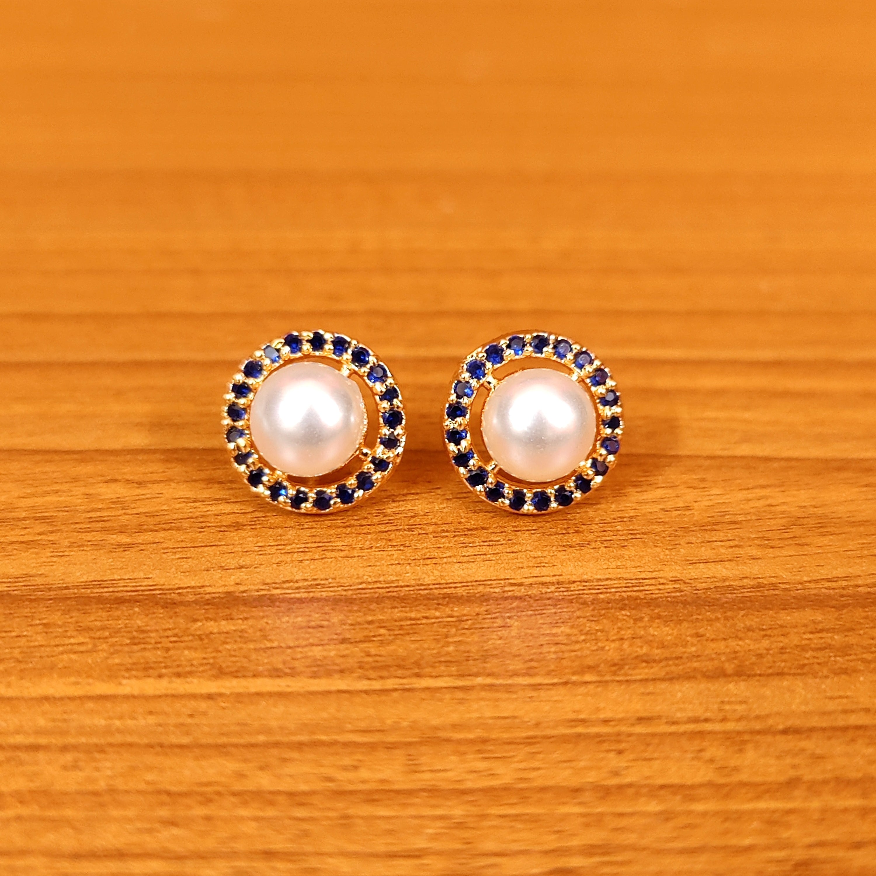PEARL & CZ STUDDED GOLD PLATED STUDS