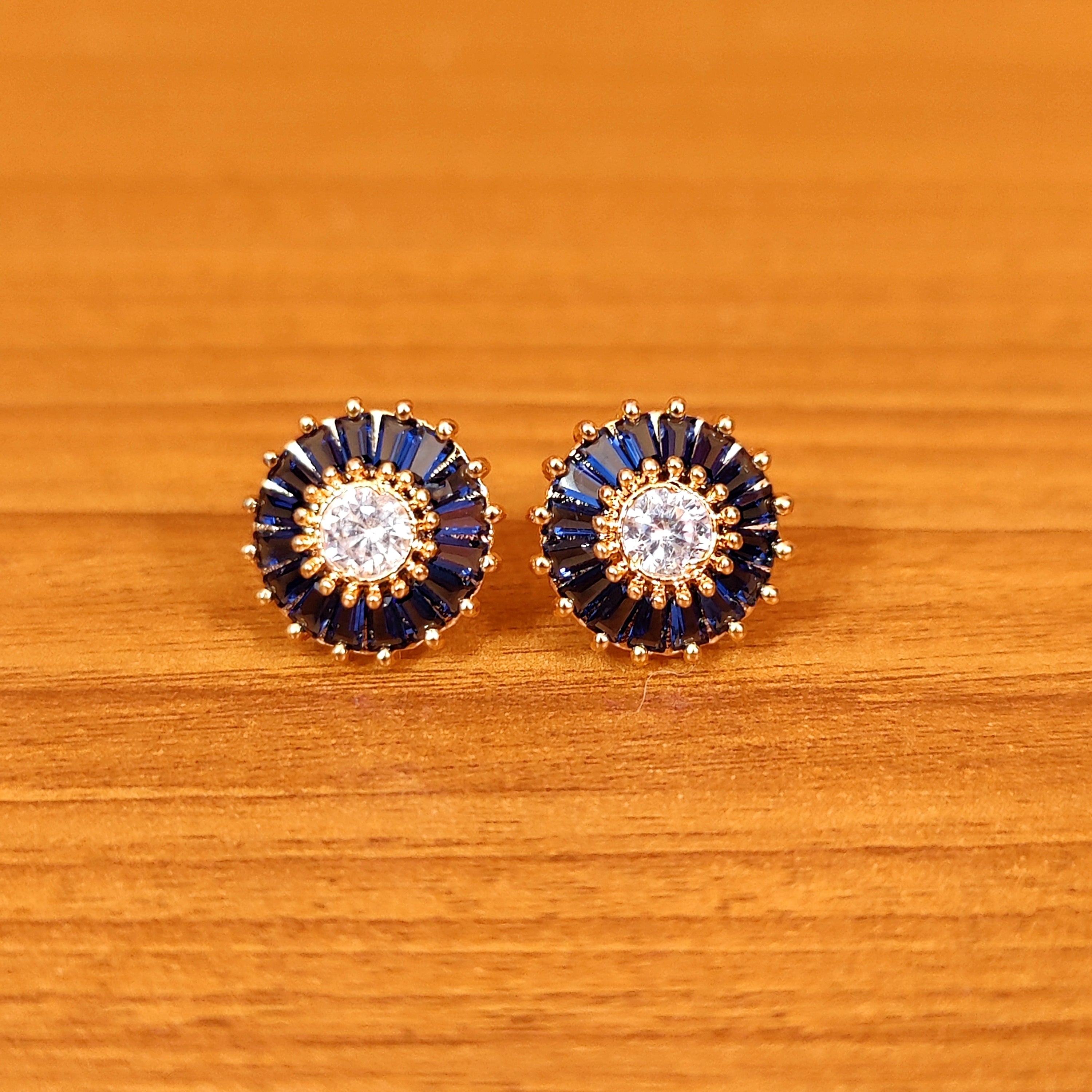RUBY & EMERALD LOOK BAGUETTE STUDDED STUDS