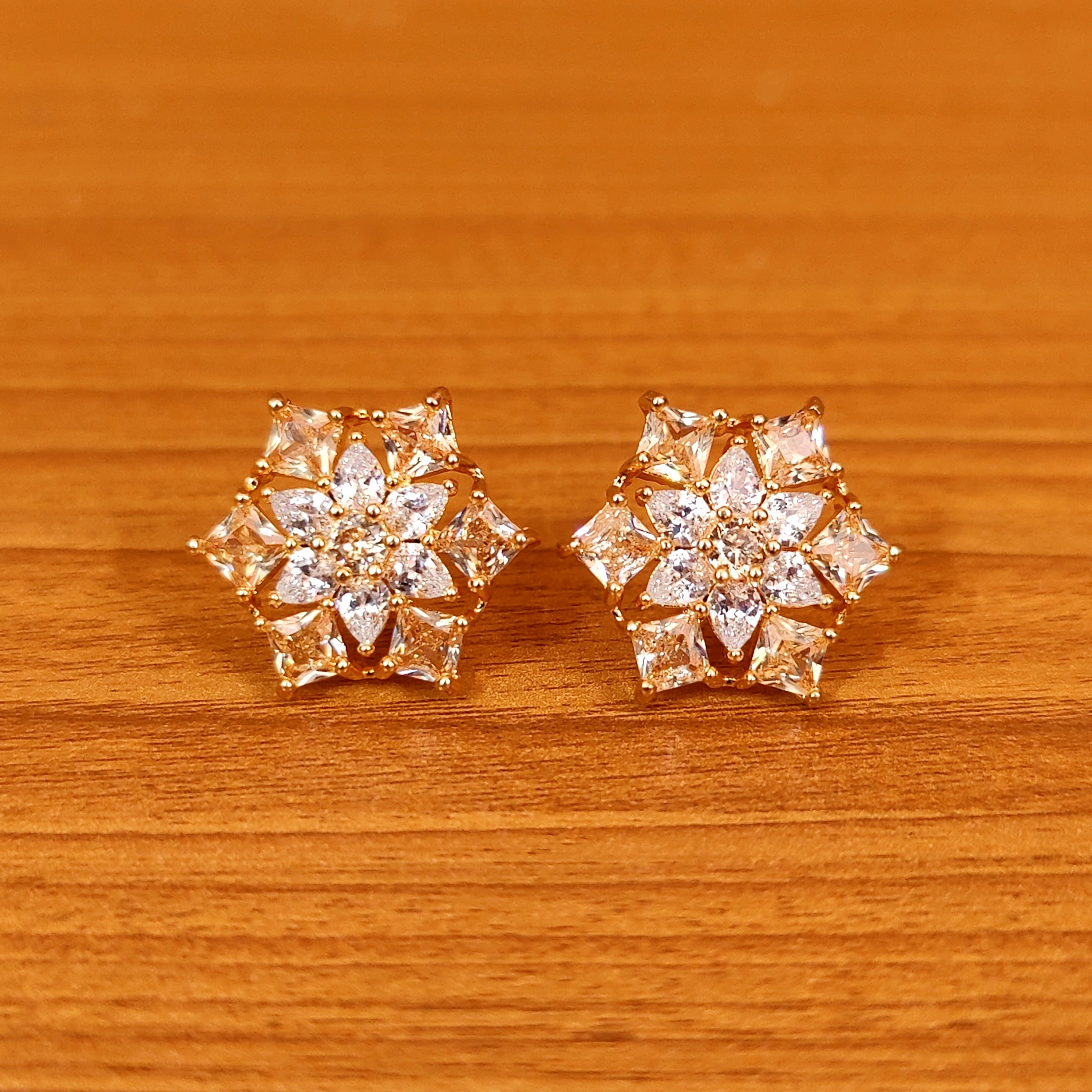 CHAMPAGNE COLOUR DIAMOND LOOK CZ STUDS