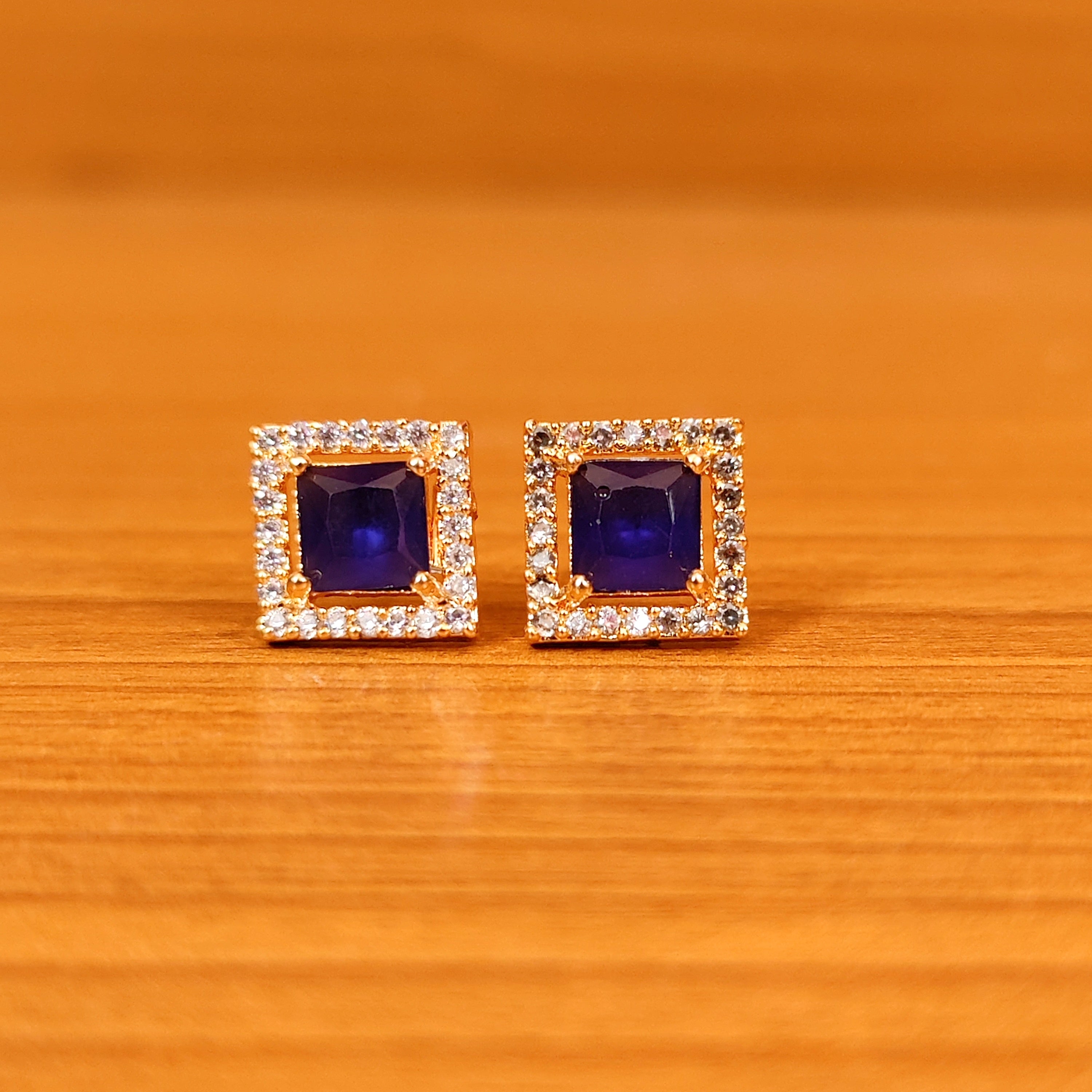 PINK QUARTZ SQUARE SHAPED CZ STUDS